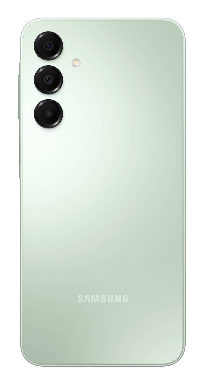 Ein Smartphone-Rückpanel mit drei Kameraobjektiven auf einer hellfarbigen Oberfläche, das sein elegantes Design und sein minimalistisches Aussehen unterstreicht.