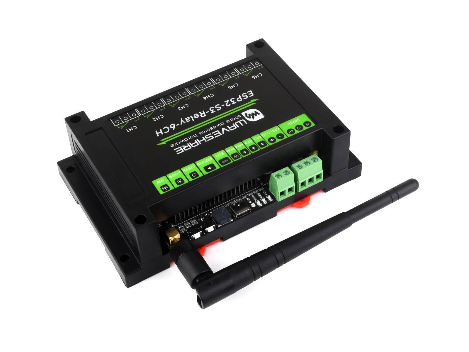 WaveShare Industrial 6CH ESP32-S3 WiFi Relay Module Support WiFi Bluetooth RS485