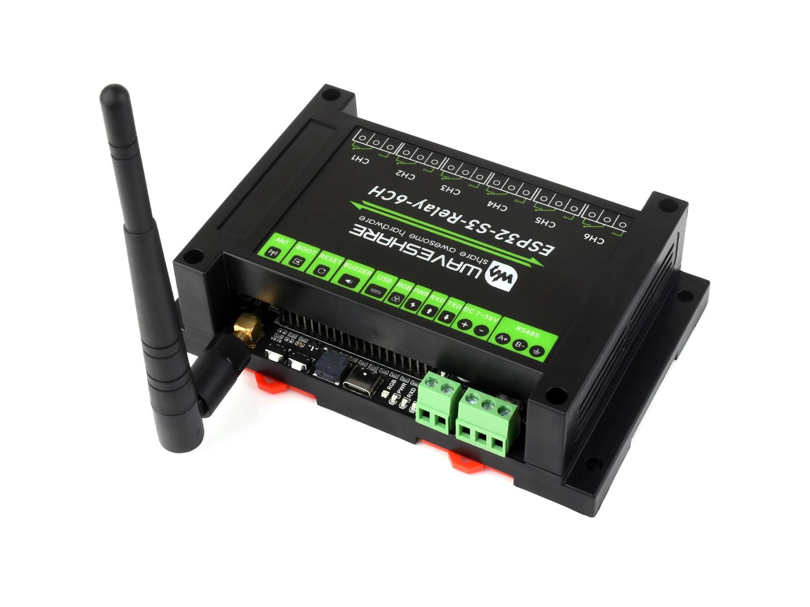 WaveShare Industrial 6CH ESP32-S3 WiFi Relay Module Support WiFi Bluetooth RS485
