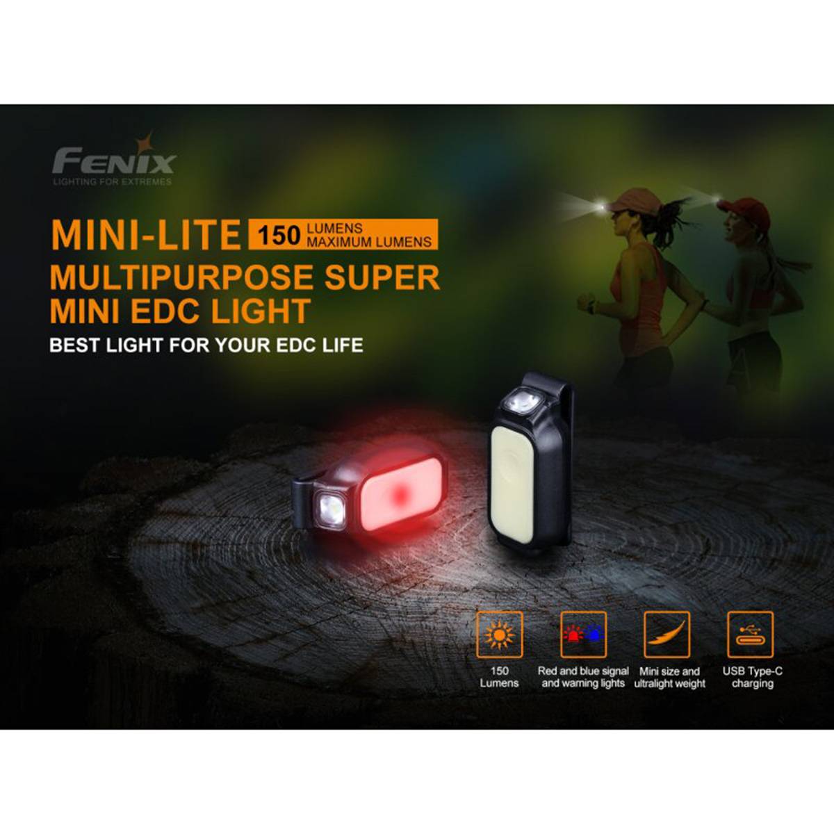 Fenix Mini-Lite LED Taschenlampe mit Clip 150 Lumen - Schwarz