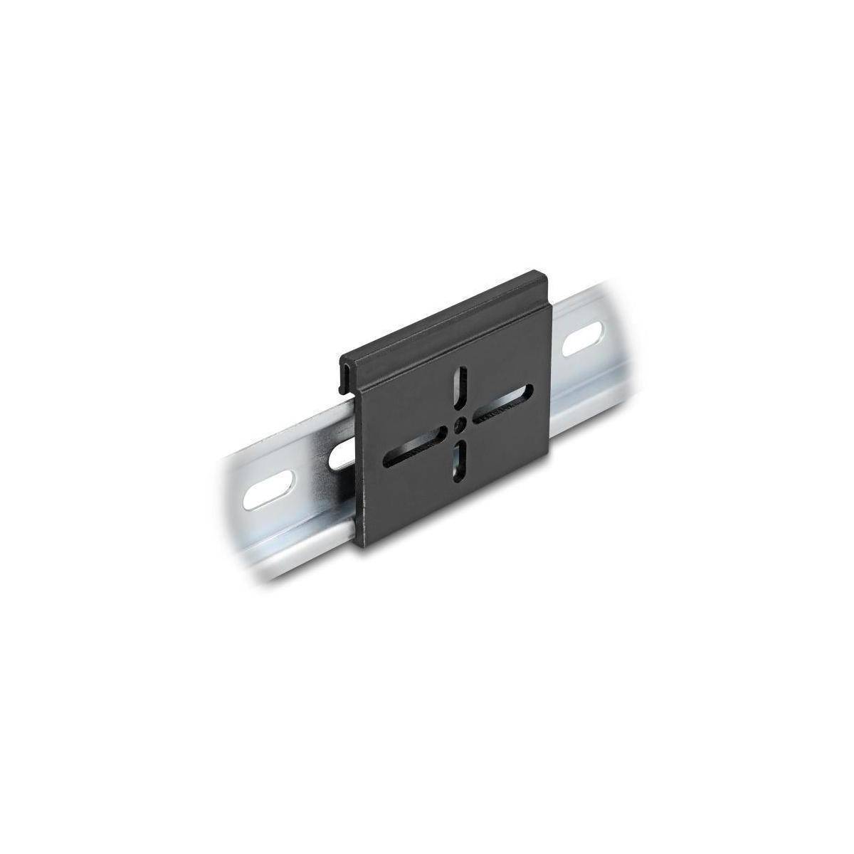 Delock Aluminium Montageclip für Hutschiene 60.0 x 47.8 mm schwarz Zubehör Netzwerk