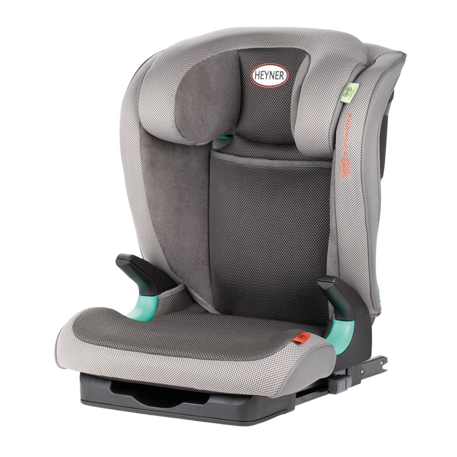 HEYNER® Kindersitz ISOFIX 100-150 cm i-Size R129 15-36 kg grau 5-fach verstellbare Kopfstütze,