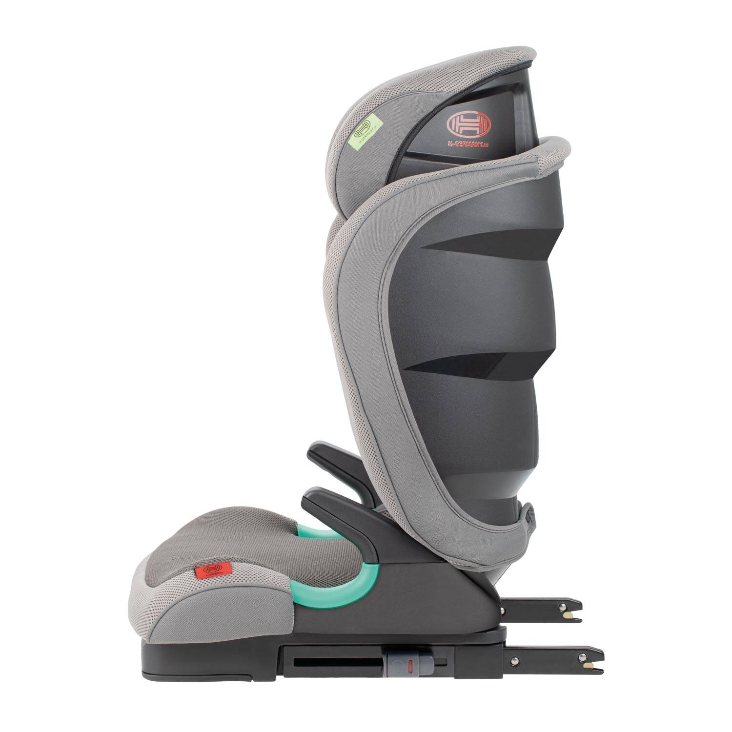 HEYNER® Kindersitz ISOFIX 100-150 cm i-Size R129 15-36 kg grau 5-fach verstellbare Kopfstütze,