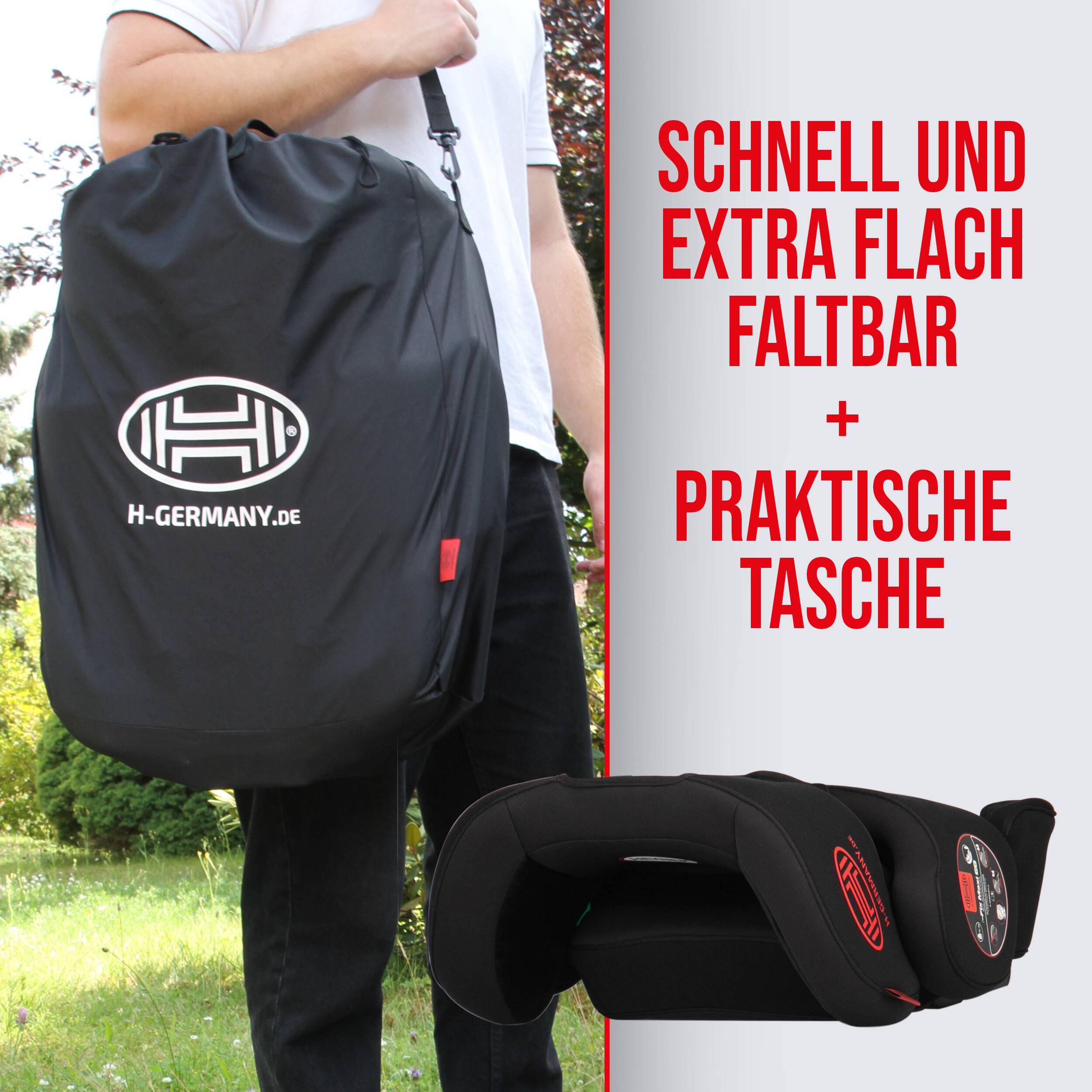 Schwarze faltbare Tragetasche mit 