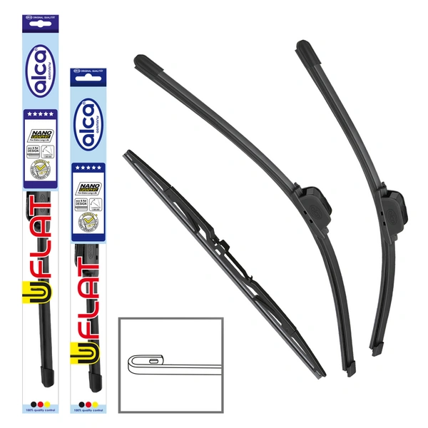 alca® Scheibenwischer Set mit Heckwischer passend für SUZUKI SWIFT V (01.2017 - 04.2025) U-FLAT Flachbalkenwischer alca® Scheibenwischer Set mit Heckwischer passend für SUZUKI SWIFT V (01.2017 - 04.2025) U-FLAT Flachbalkenwischer