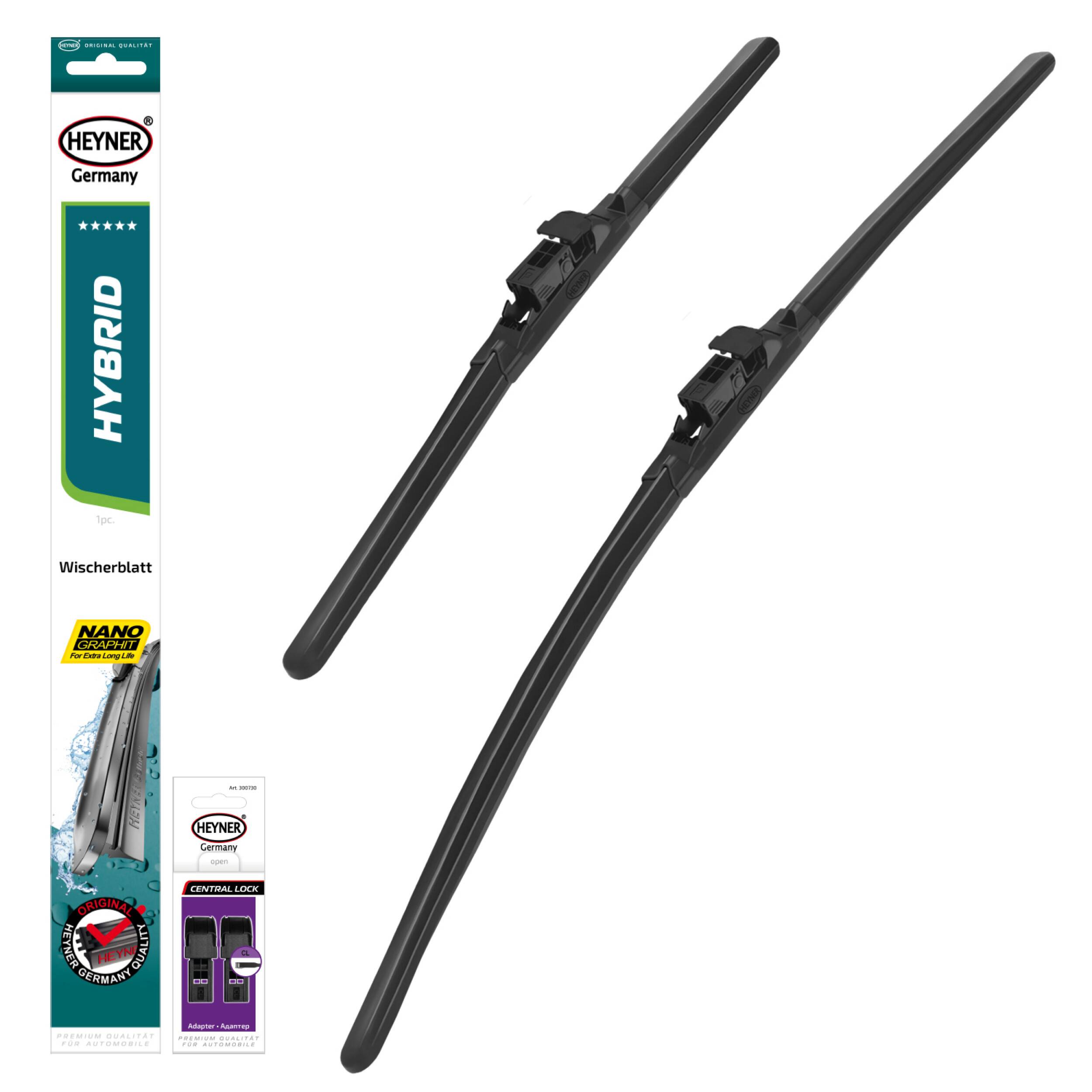 HEYNER® Scheibenwischer Set passend für AUDI A4 Cabriolet (01.2006 - 03.2009) HYBRID Flachbalkenwischer