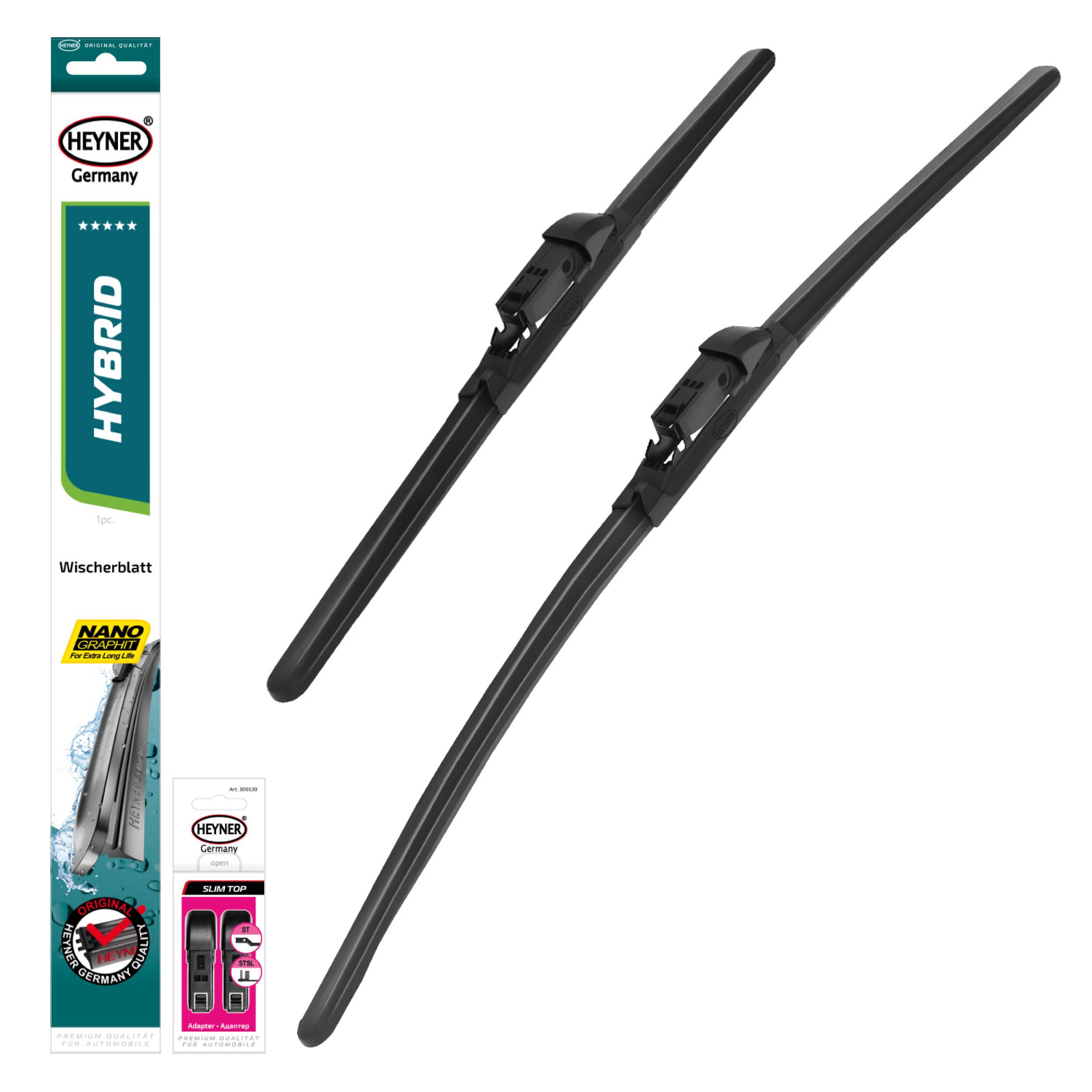 HEYNER® Scheibenwischer Set passend für HONDA CIVIC XI Stufenheck (01.2021 - 03.2025) HYBRID Flachbalkenwischer