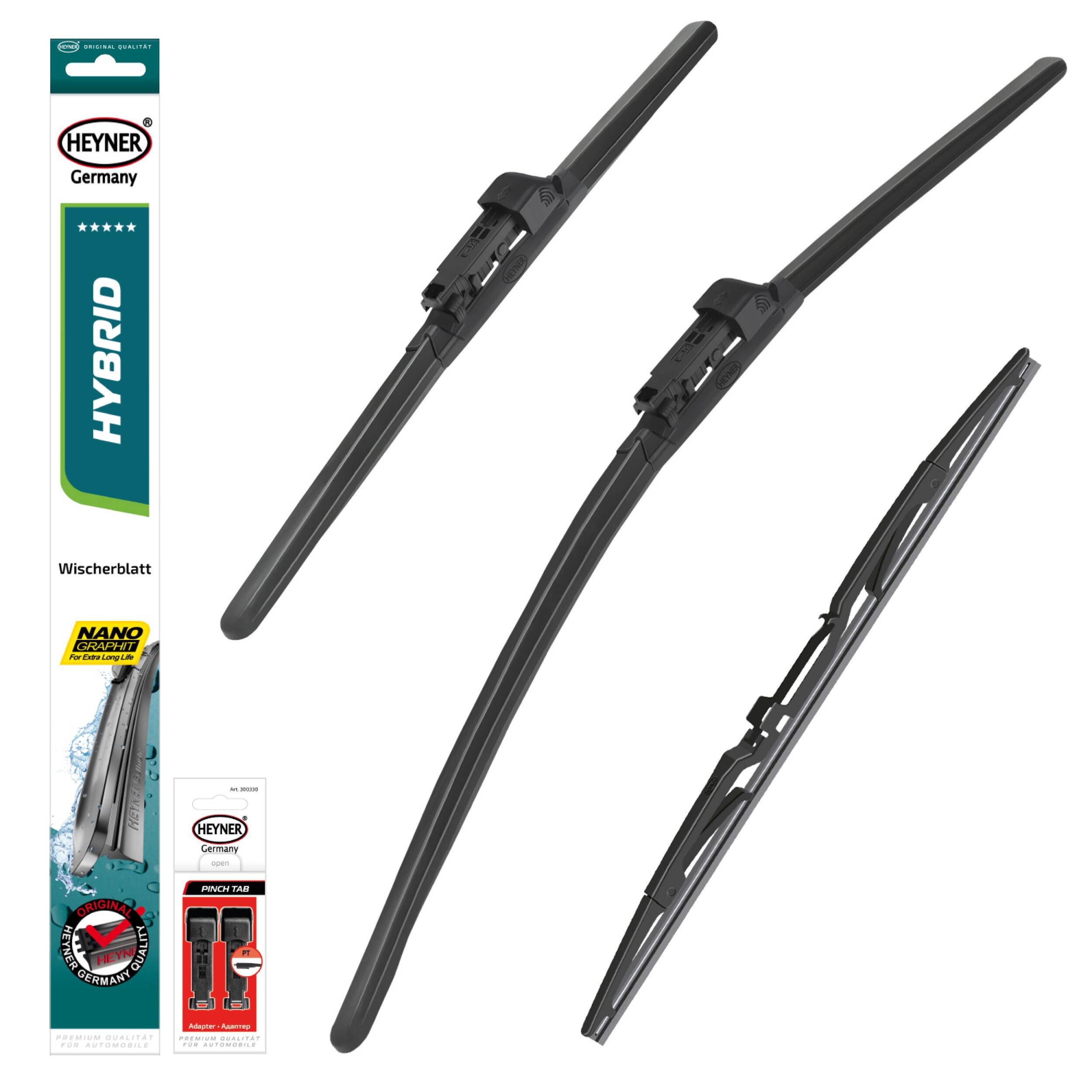HEYNER® Scheibenwischer Set mit Heckwischer passend für VOLVO XC70 I (08.2004 - 07.2007) HYBRID Flachbalkenwischer
