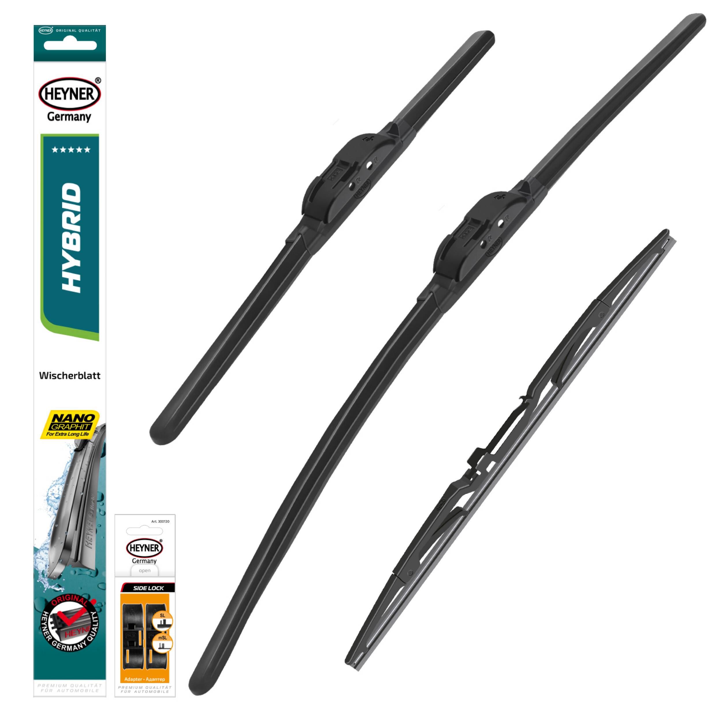 HEYNER® Scheibenwischer Set mit Heckwischer passend für RENAULT MODUS / GRAND MODUS (12.2004 - 12.2012) HYBRID