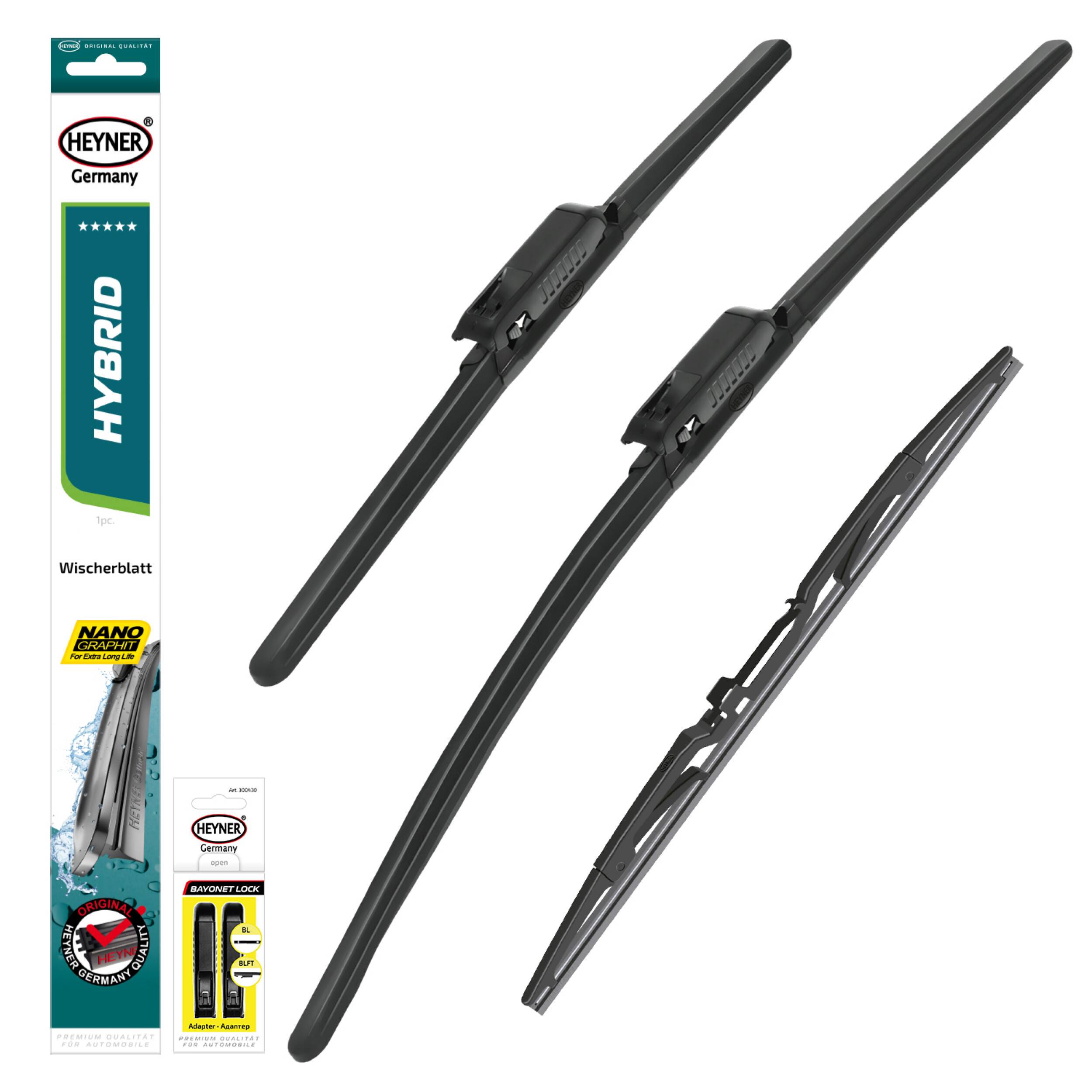 HEYNER® Scheibenwischer Set mit Heckwischer passend für RENAULT MEGANE IV Grandtour (04.2016 - 07.2025) HYBRID