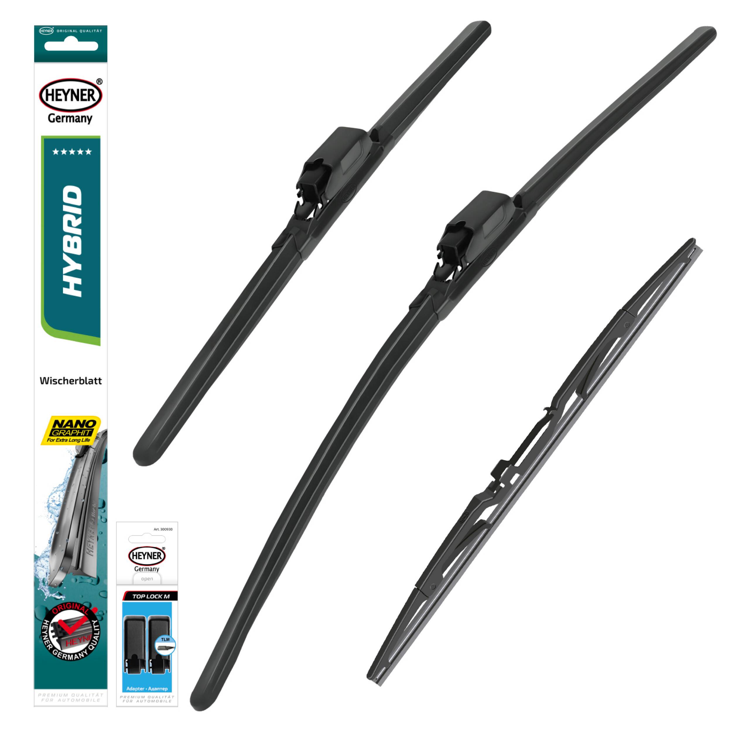 HEYNER® Scheibenwischer Set mit Heckwischer passend für MERCEDES-BENZ GLE (10.2018 - 08.2023) HYBRID Flachbalkenwischer