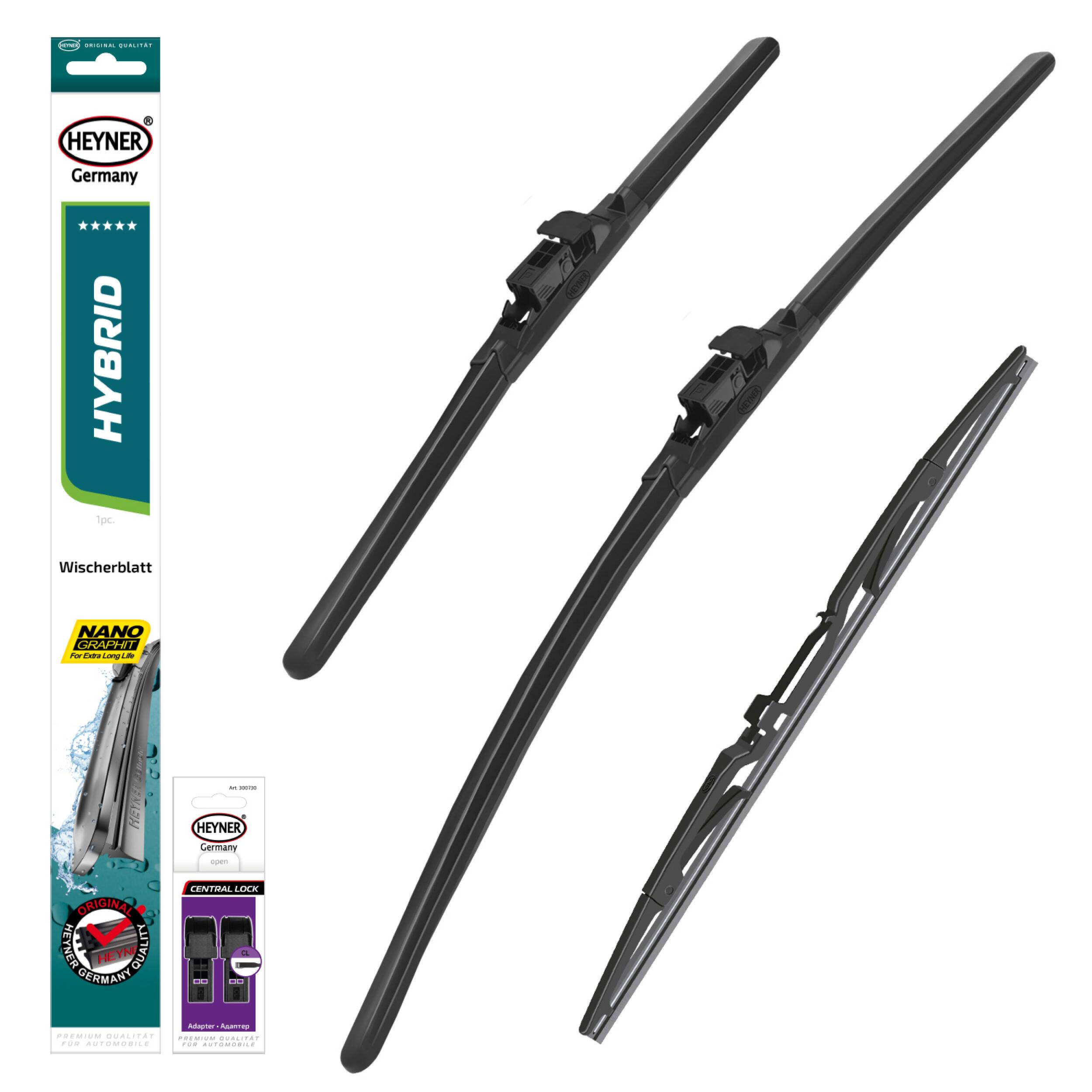 HEYNER® Scheibenwischer Set mit Heckwischer passend für MERCEDES-BENZ C-KLASSE T-Modell (07.2003 - 08.2007) HYBRID