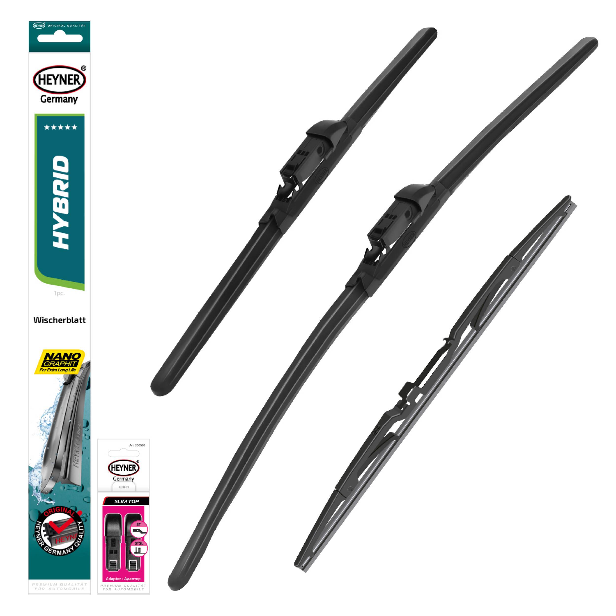 HEYNER® Scheibenwischer Set mit Heckwischer passend für MERCEDES-BENZ C-KLASSE T-Modell (12.2008 - 04.2013) HYBRID