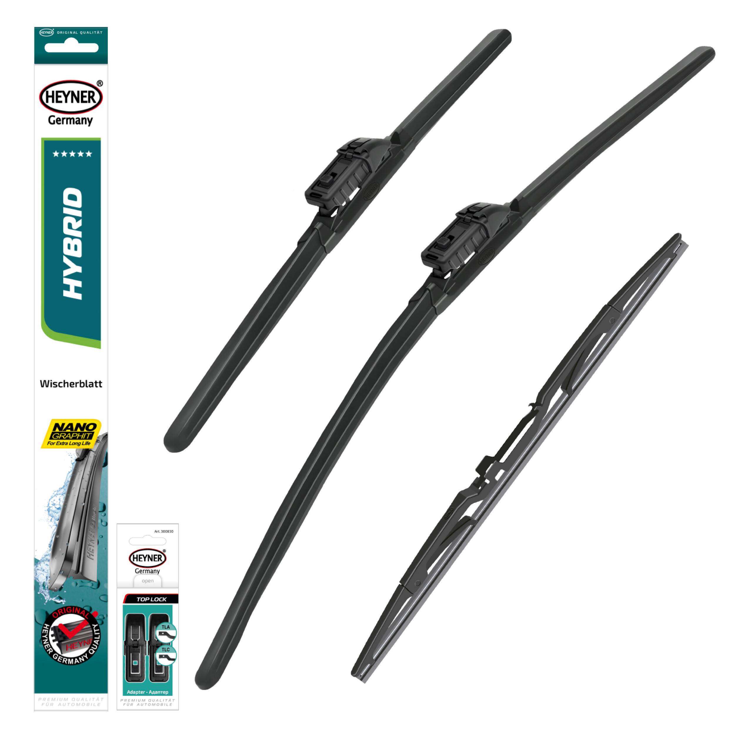 HEYNER® Scheibenwischer Set mit Heckwischer passend für TOYOTA AVENSIS Station Wagon (11.2008 - 10.2018) HYBRID