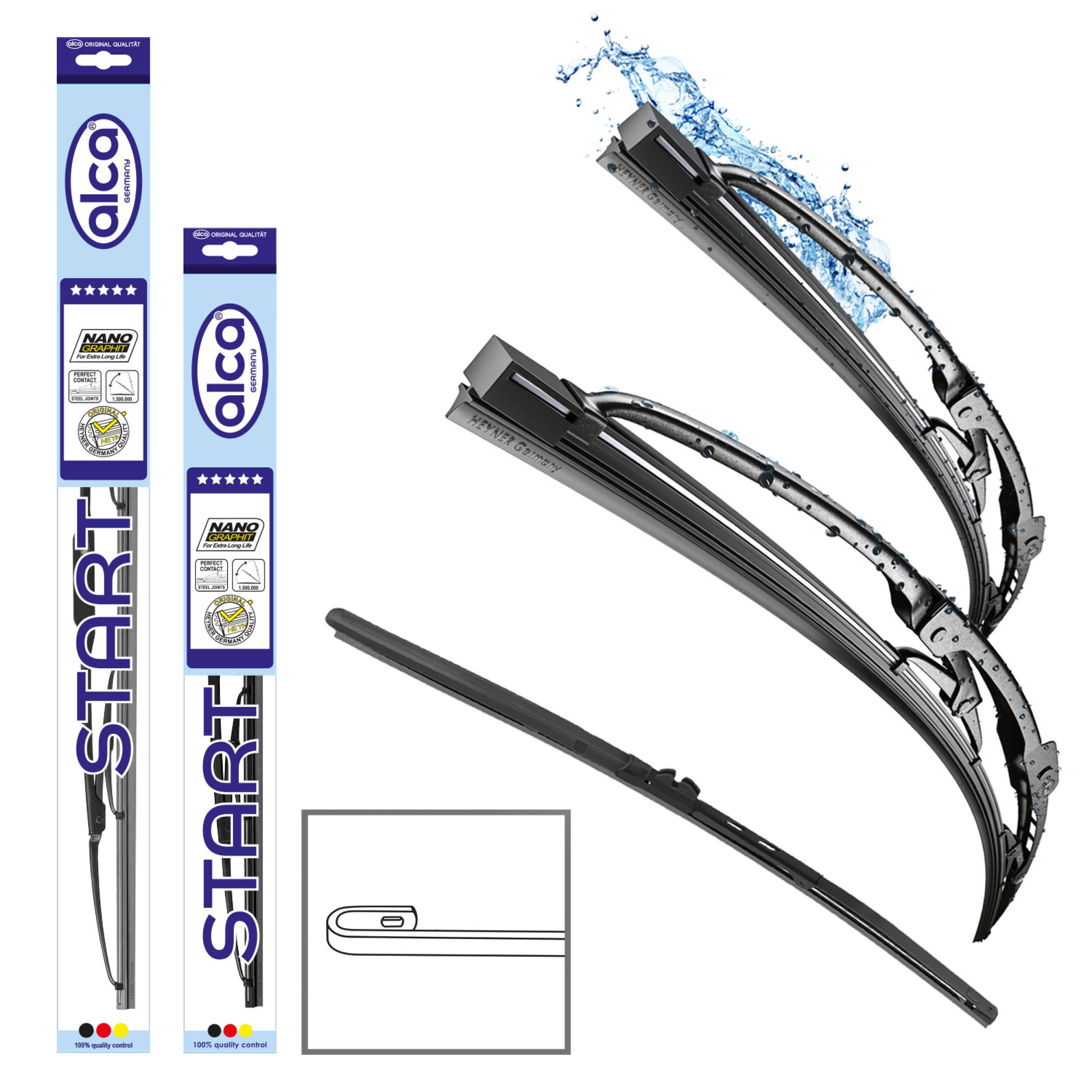 alca® Scheibenwischer Set mit Heckwischer passend für VW CARAVELLE T5 (02.2003 - 11.2009) START, Gelenkwischer,