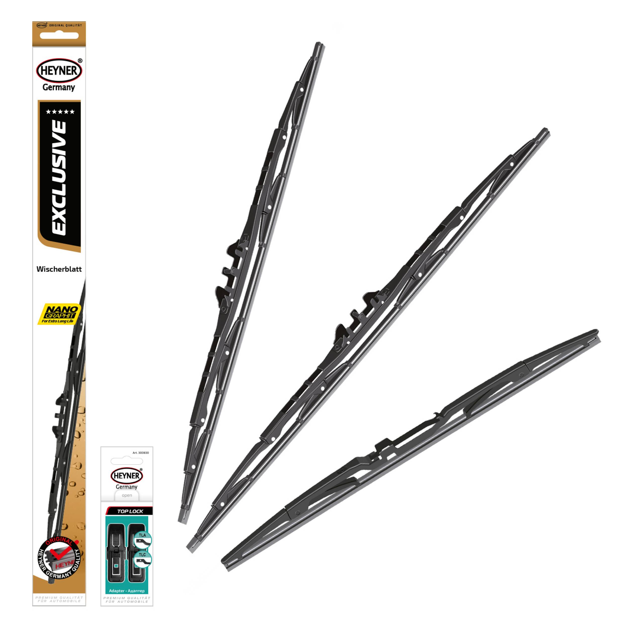 HEYNER® Scheibenwischer Set mit Heckwischer passend für TOYOTA AVENSIS Station Wagon (11.2008 - 10.2018) EXCLUSIVE,