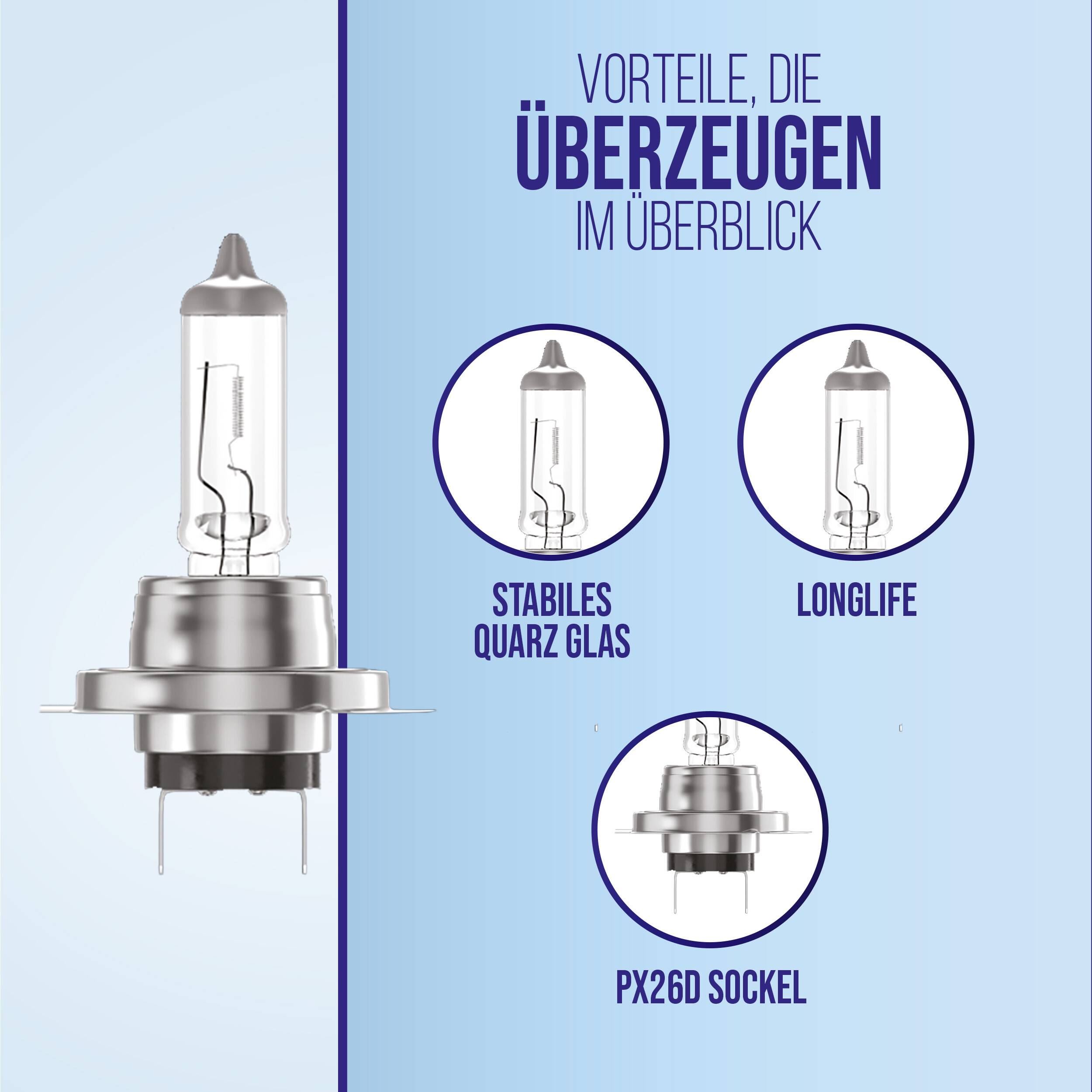 alca® Halogenlampe H7 Fahrzeuglampe Glühbirne Auto Leuchtmittel 12V 55W Sockel: Px26d