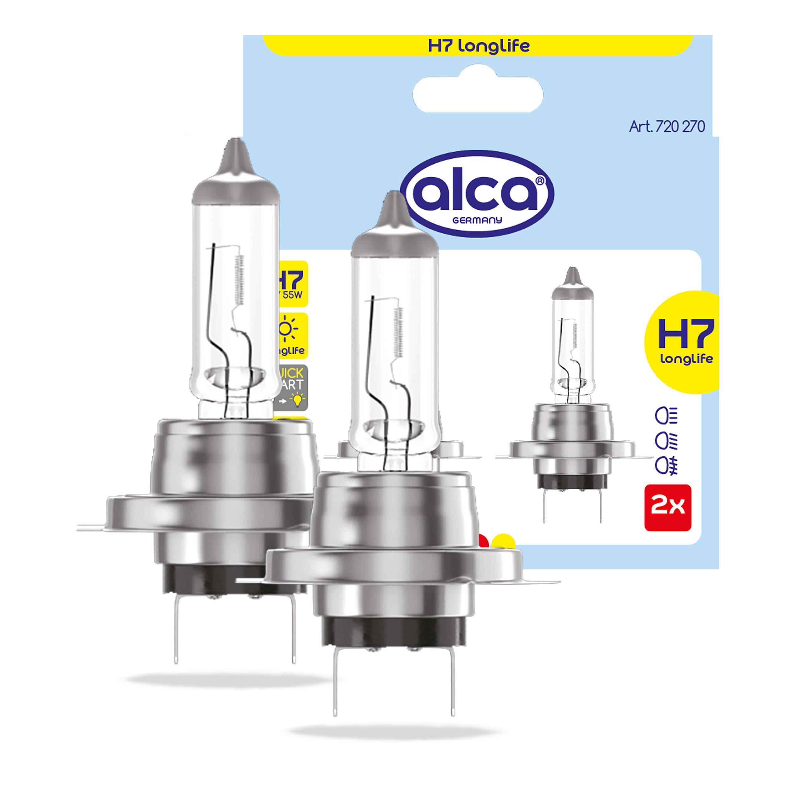 alca® Halogenlampe H7, 12V 55W, Sockel Px26d Leuchtmittel für Scheinwerfer, Fahrzeug-Lampe