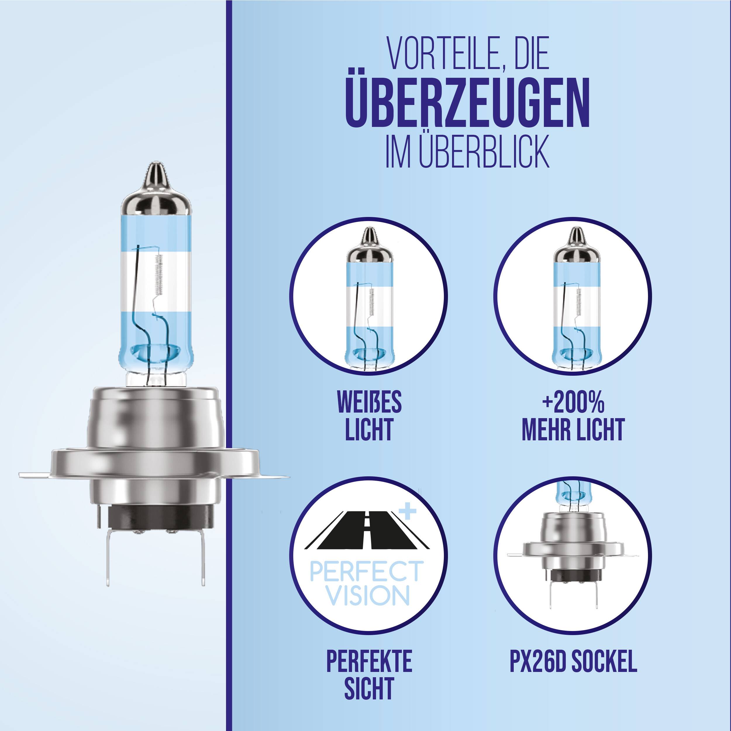 alca® Halogenlampe H7 200% mehr Licht Glühbirne Fahrzeuglampe Auto Leuchtmittel 12V 55W Sockel: Px26d 2 Stück