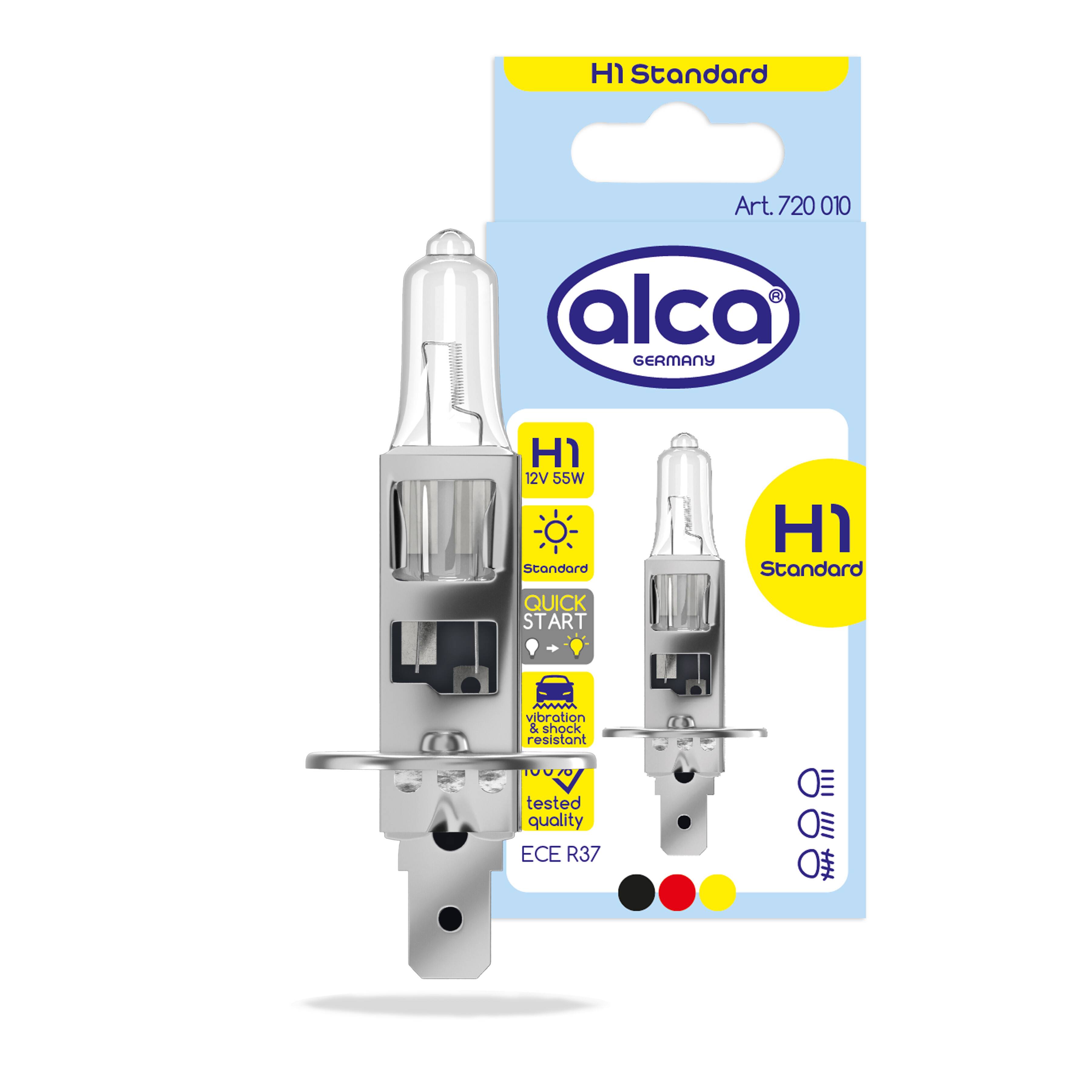 alca® Halogenlampe H1, 12V 55W, Sockel P14.5s Leuchtmittel für Scheinwerfer, Fahrzeug-Lampe