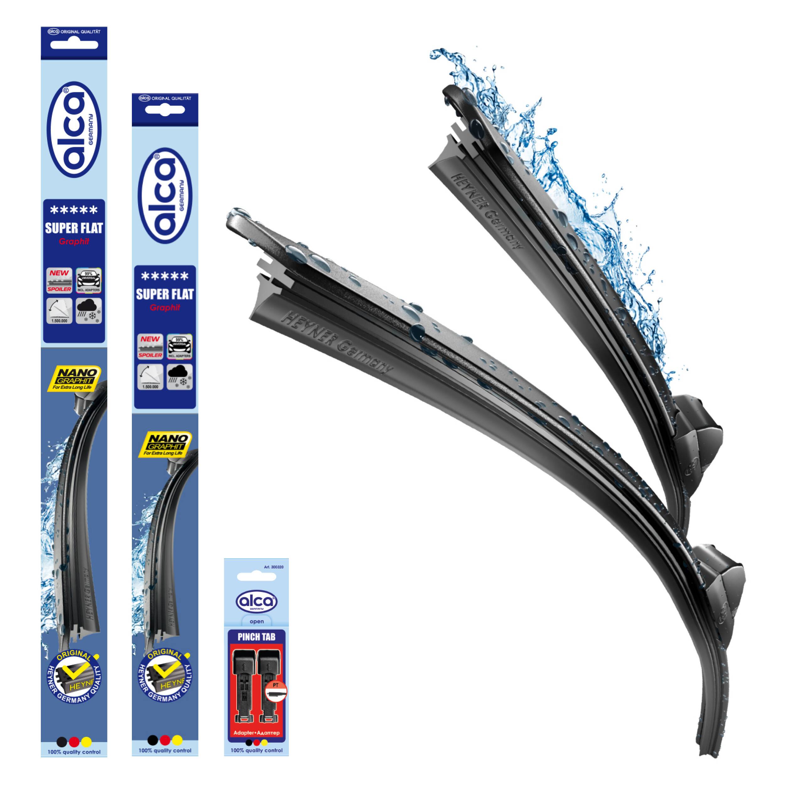 alca® Scheibenwischer Set passend für ABARTH PUNTO EVO (10.2009 - 02.2012) SUPER FLAT Flachbalkenwischer