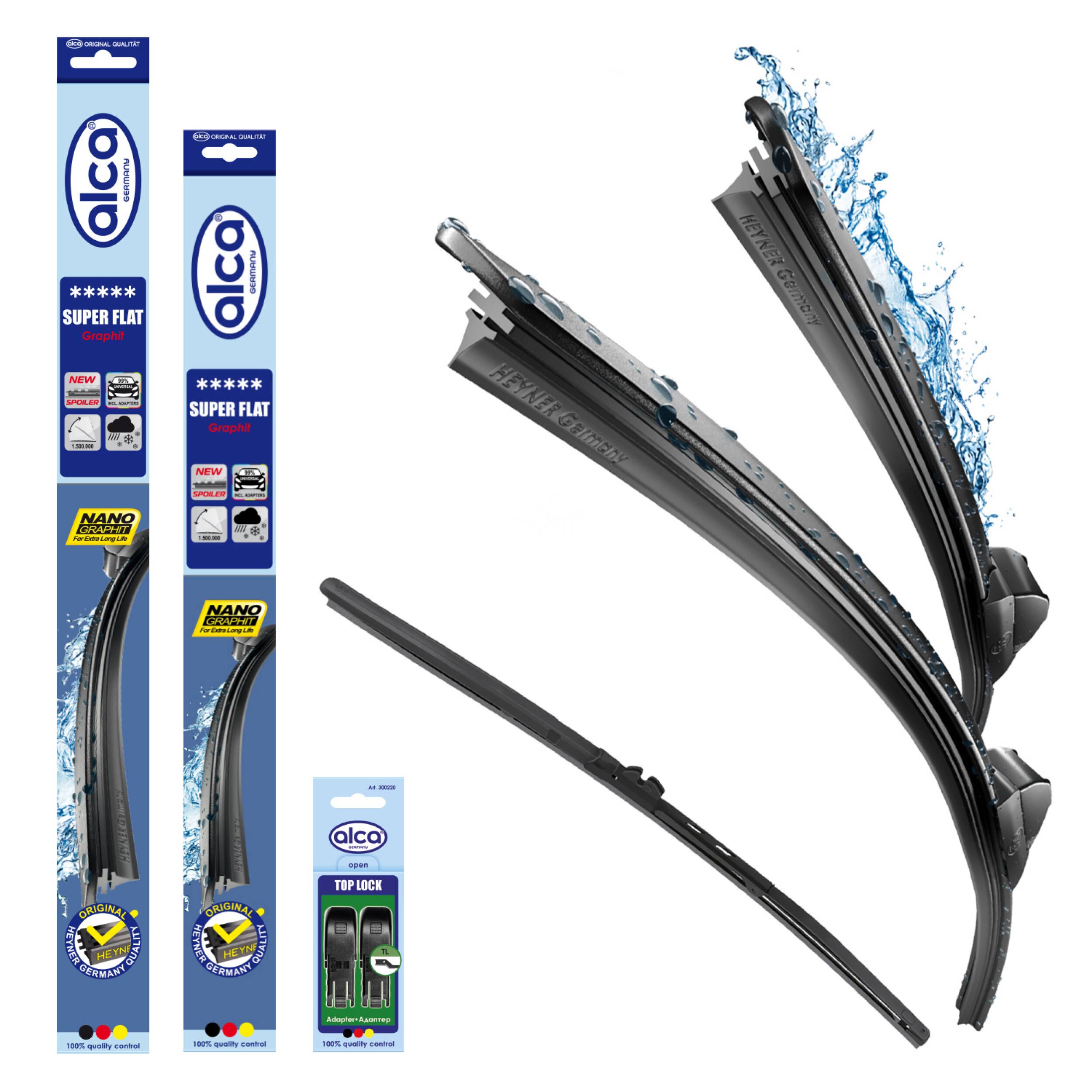 alca® Scheibenwischer Set mit Heckwischer passend für SKODA SUPERB II KOMBI (03.2009 - 05.2015) SUPER FLAT