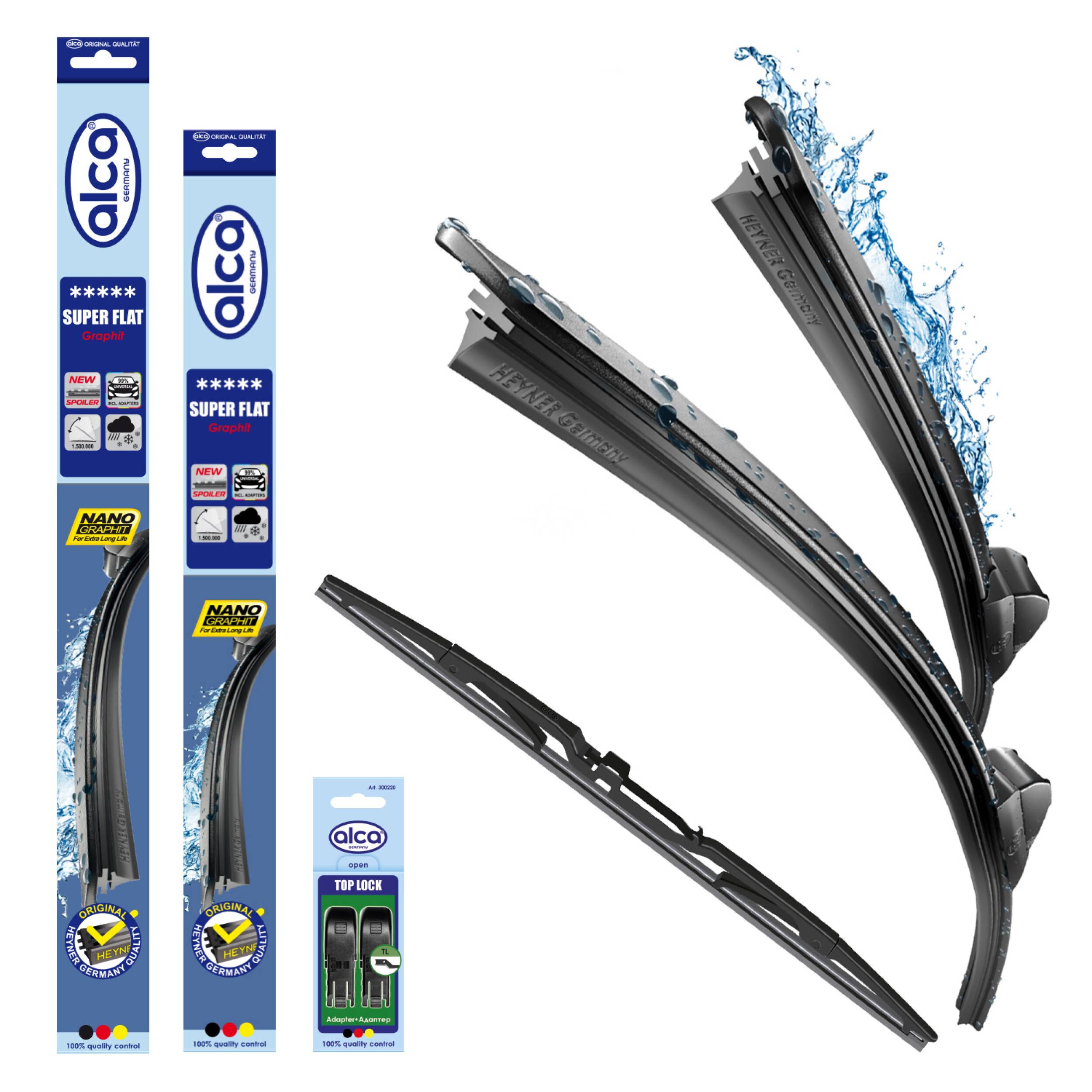 alca® Scheibenwischer Set mit Heckscheibenwischer passend für HONGQI HS5 (01.2021 - 03.2025) SUPER FLAT
