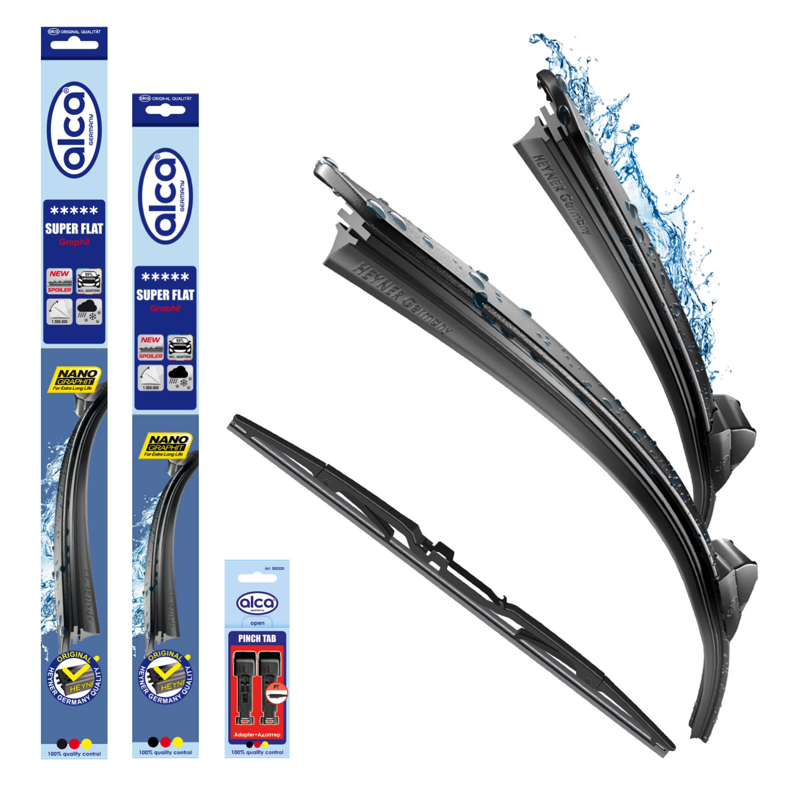 alca® Scheibenwischer Set mit Heckscheibenwischer passend für FIAT GRANDE PUNTO (09.2010 - 12.2011) SUPER FLAT