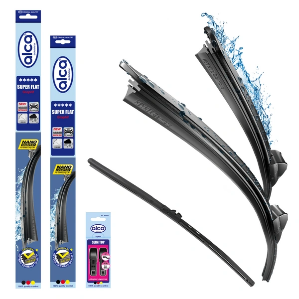 alca® Scheibenwischer Set mit Heckwischer passend für SEAT TOLEDO IV (07.2012 - 04.2019) SUPER FLAT Flachbalkenwischer alca® Scheibenwischer Set mit Heckwischer passend für SEAT TOLEDO IV (07.2012 - 04.2019) SUPER FLAT Flachbalkenwischer