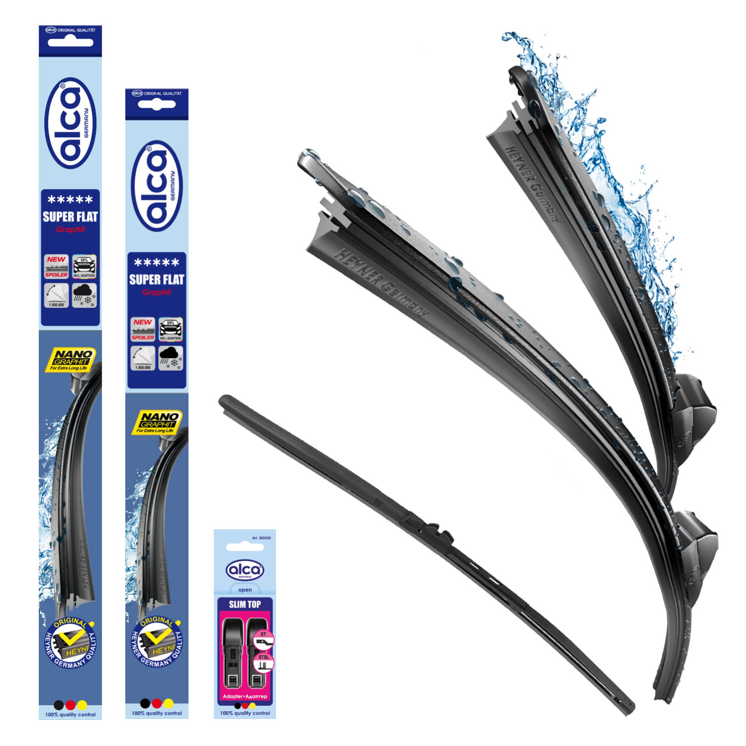 alca® Scheibenwischer Set mit Heckwischer passend für SKODA CITIGO (10.2011 - 08.2019) SUPER FLAT Flachbalkenwischer