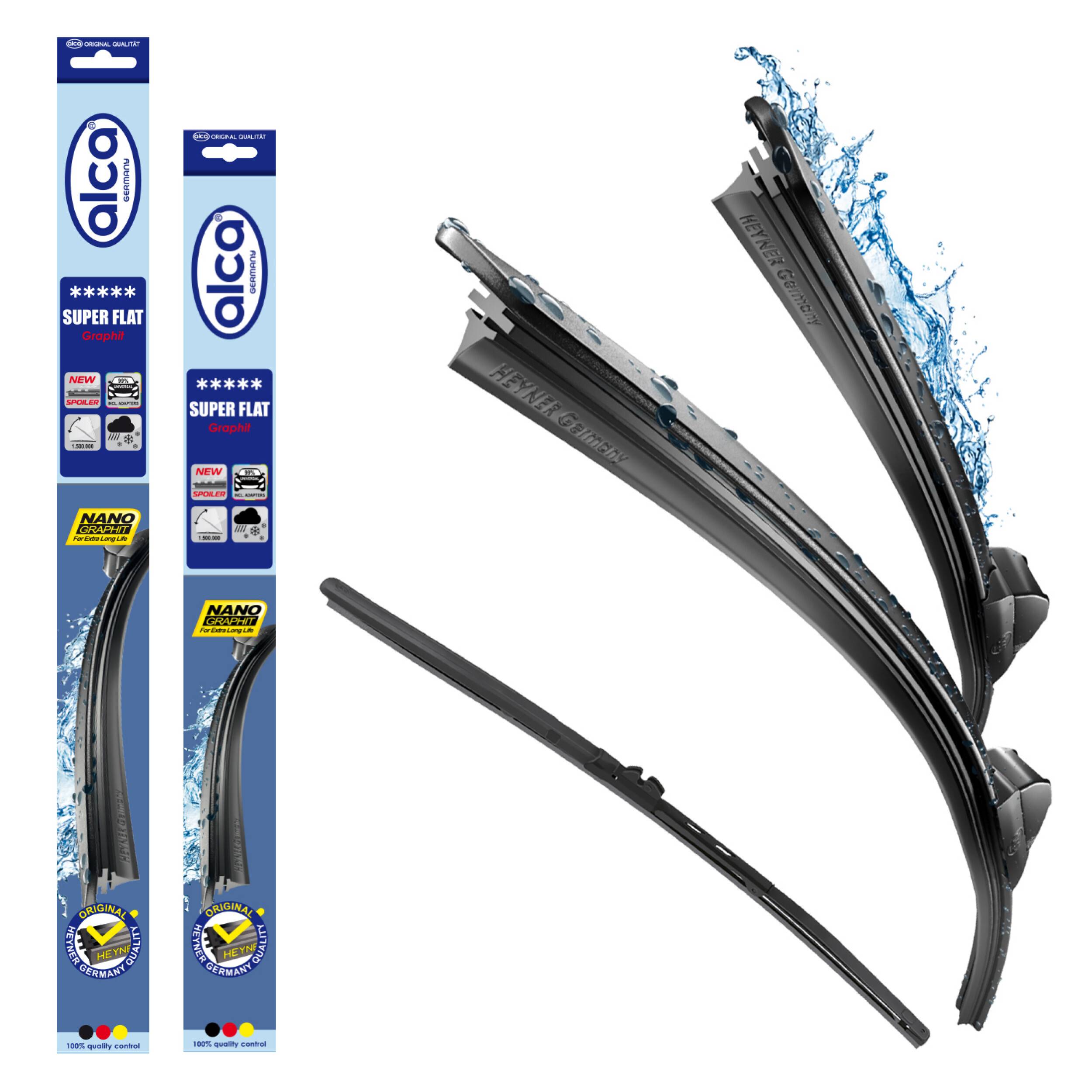 alca® Scheibenwischer Set mit Heckwischer passend für VW CARAVELLE T5 (02.2003 - 11.2009) SUPER FLAT Flachbalkenwischer