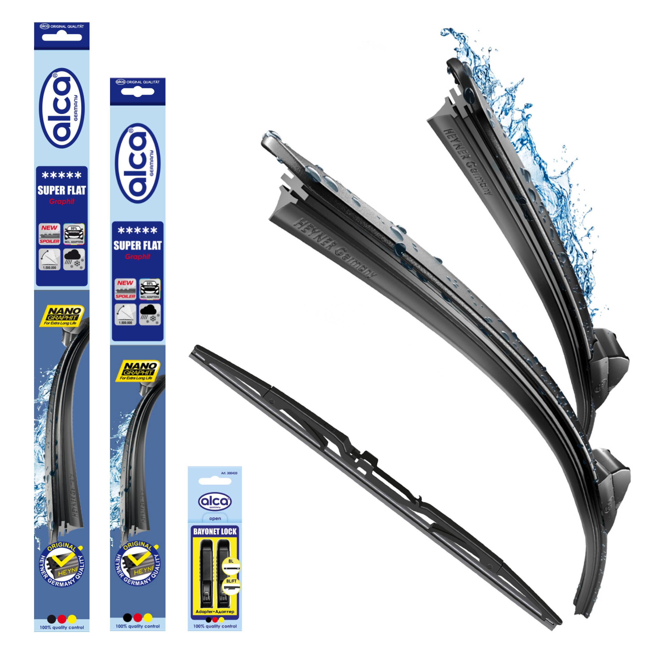 alca® Scheibenwischer Set mit Heckwischer passend für MERCEDES-BENZ CITAN Mixto (11.2012 - 08.2021) SUPER FLAT