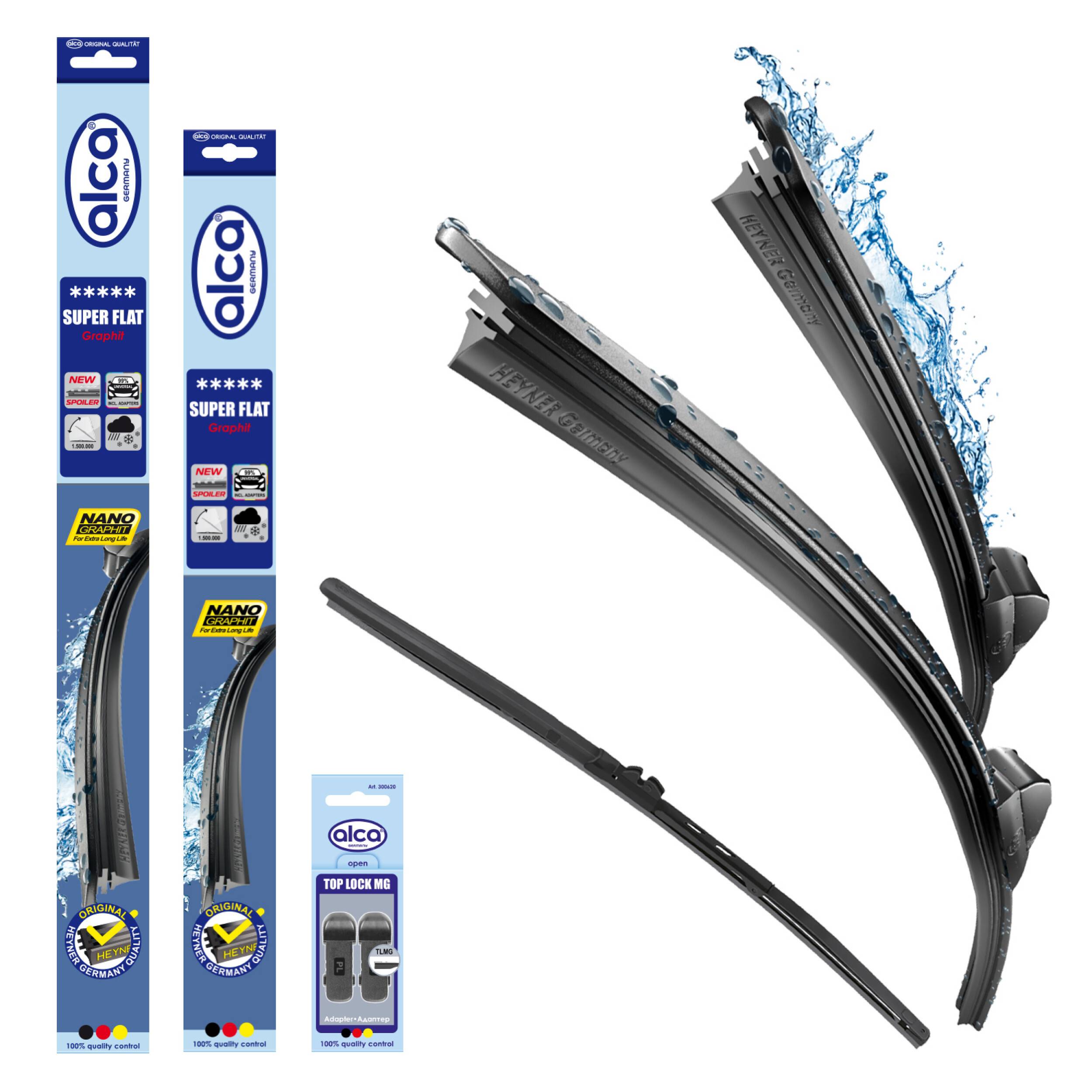 alca® Scheibenwischer Set mit Heckscheibenwischer passend für MAXUS MIFA 9 (11.2021 - 03.2025) SUPER FLAT