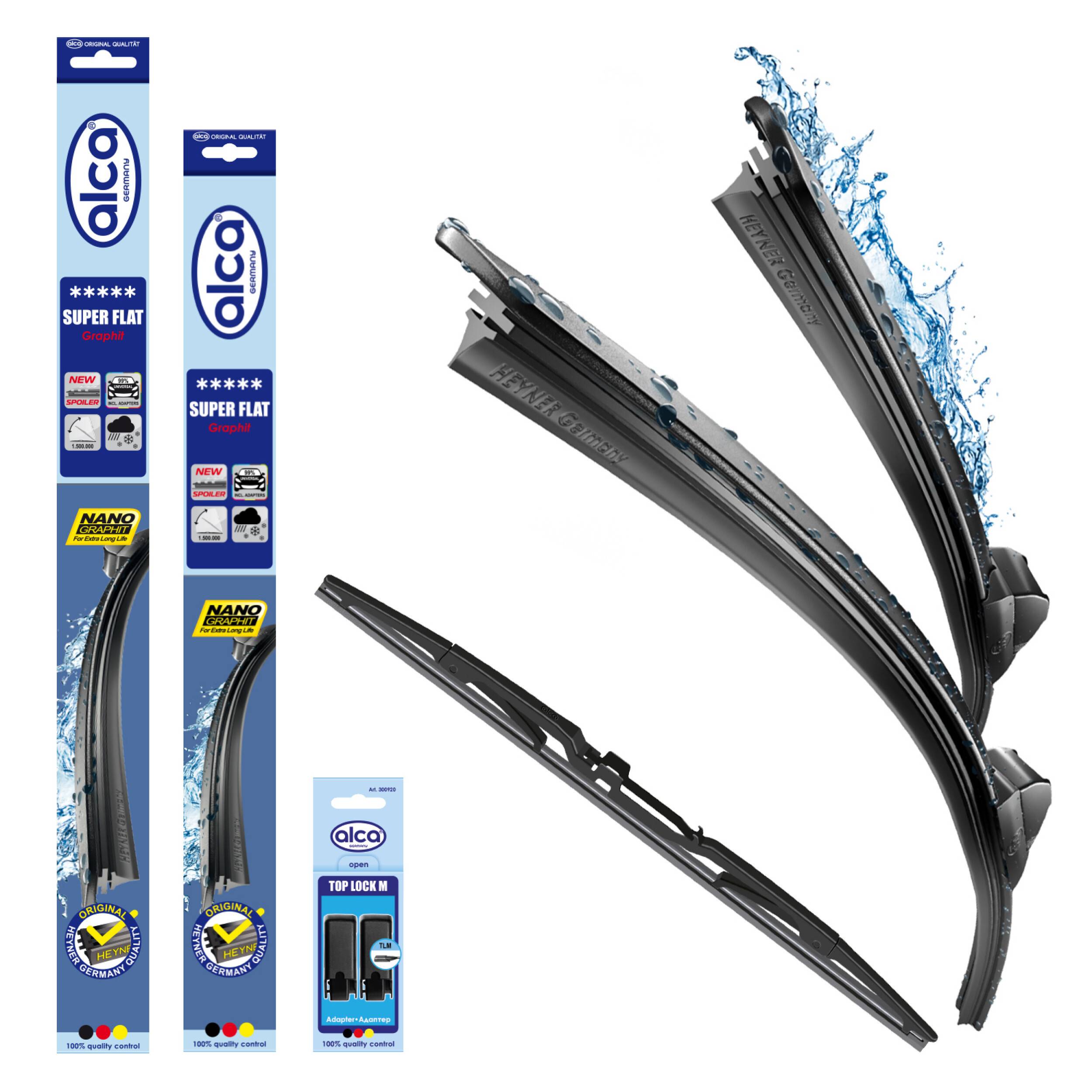 alca® Scheibenwischer Set mit Heckwischer passend für MERCEDES-BENZ B-KLASSE (07.2015 - 12.2018) SUPER FLAT