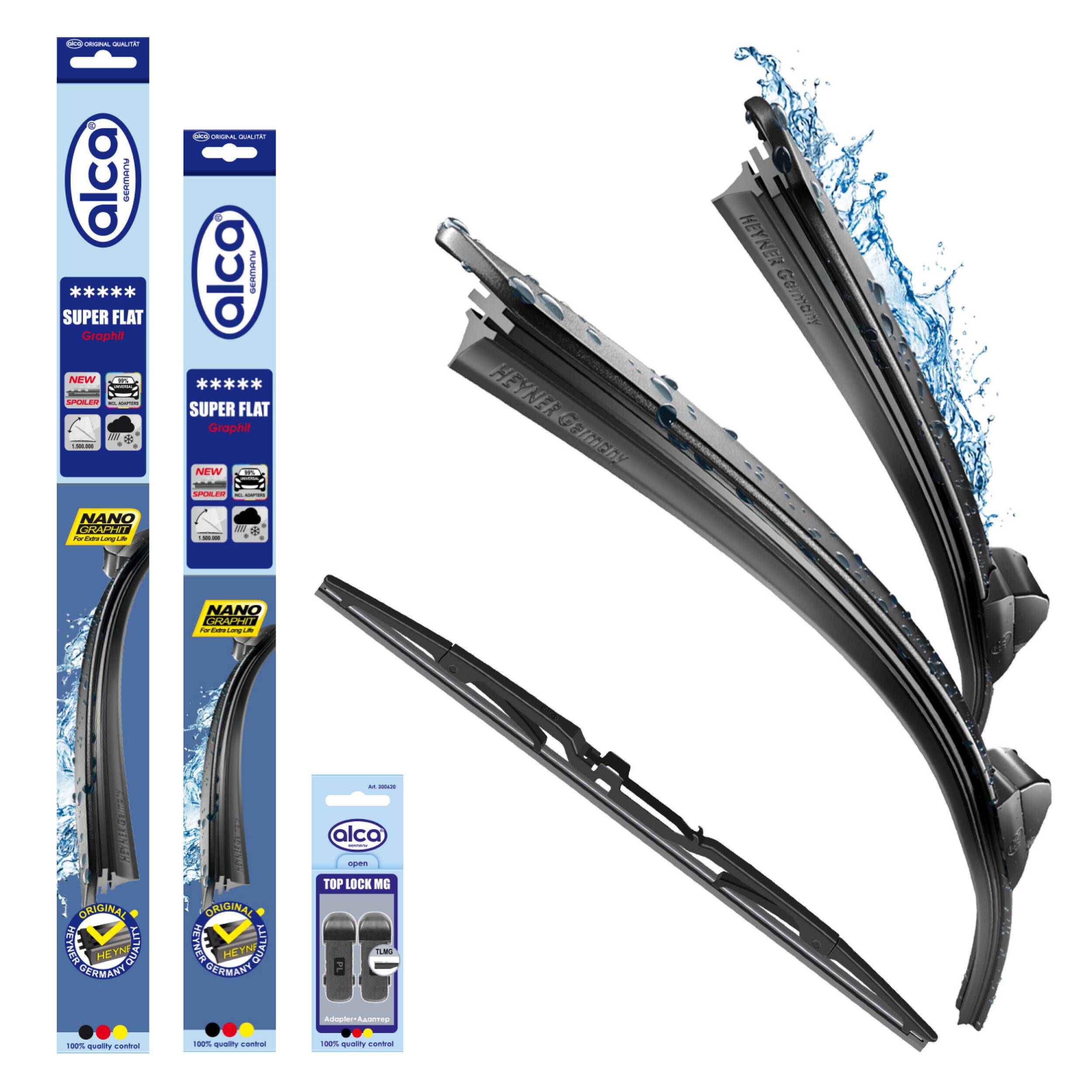 alca® Scheibenwischer Set mit Heckscheibenwischer passend für MG MG ZS SUV (10.2017 - 03.2025) SUPER FLAT