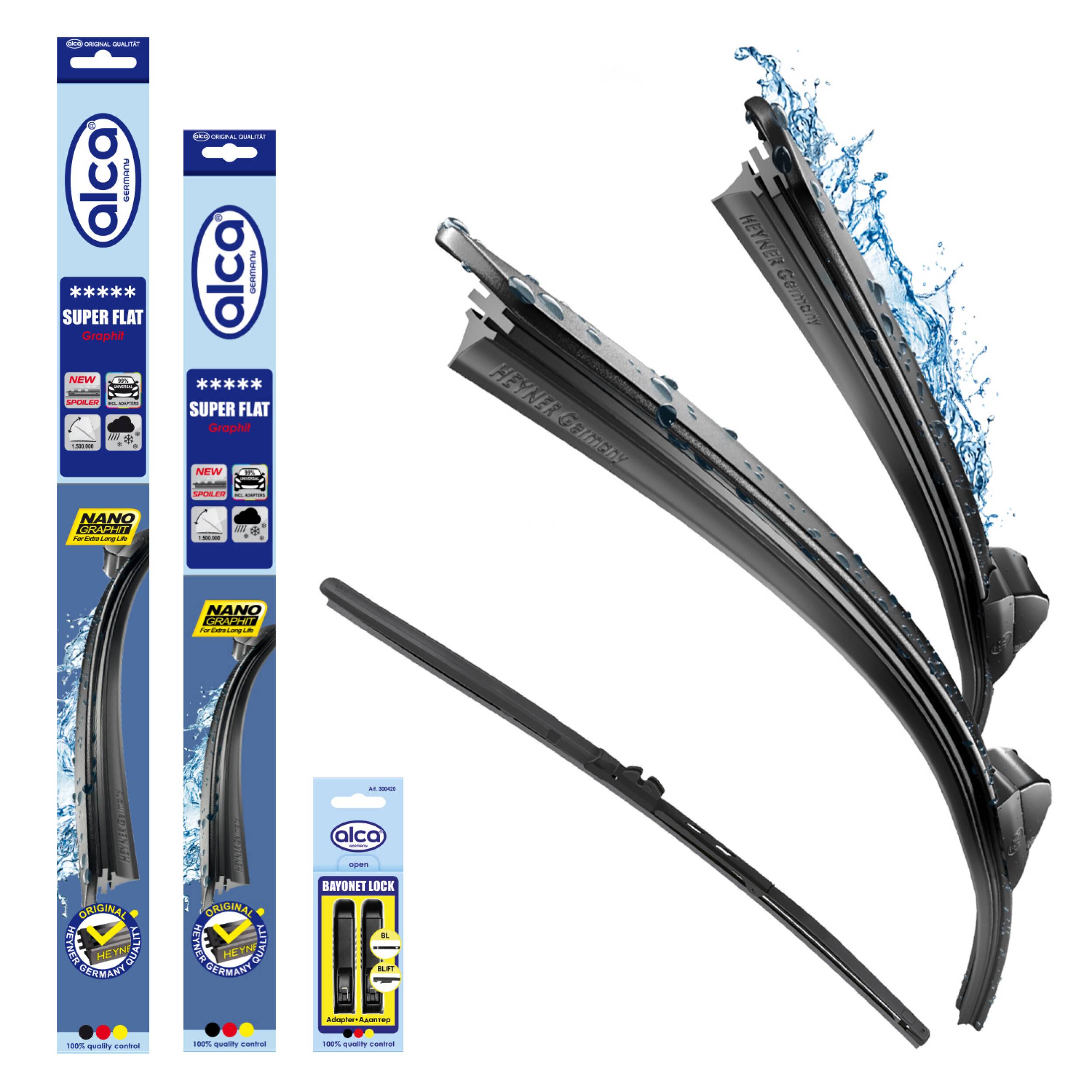alca® Scheibenwischer Set mit Heckwischer passend für RENAULT CLIO IV (11.2012 - 08.2021) SUPER FLAT Flachbalkenwischer