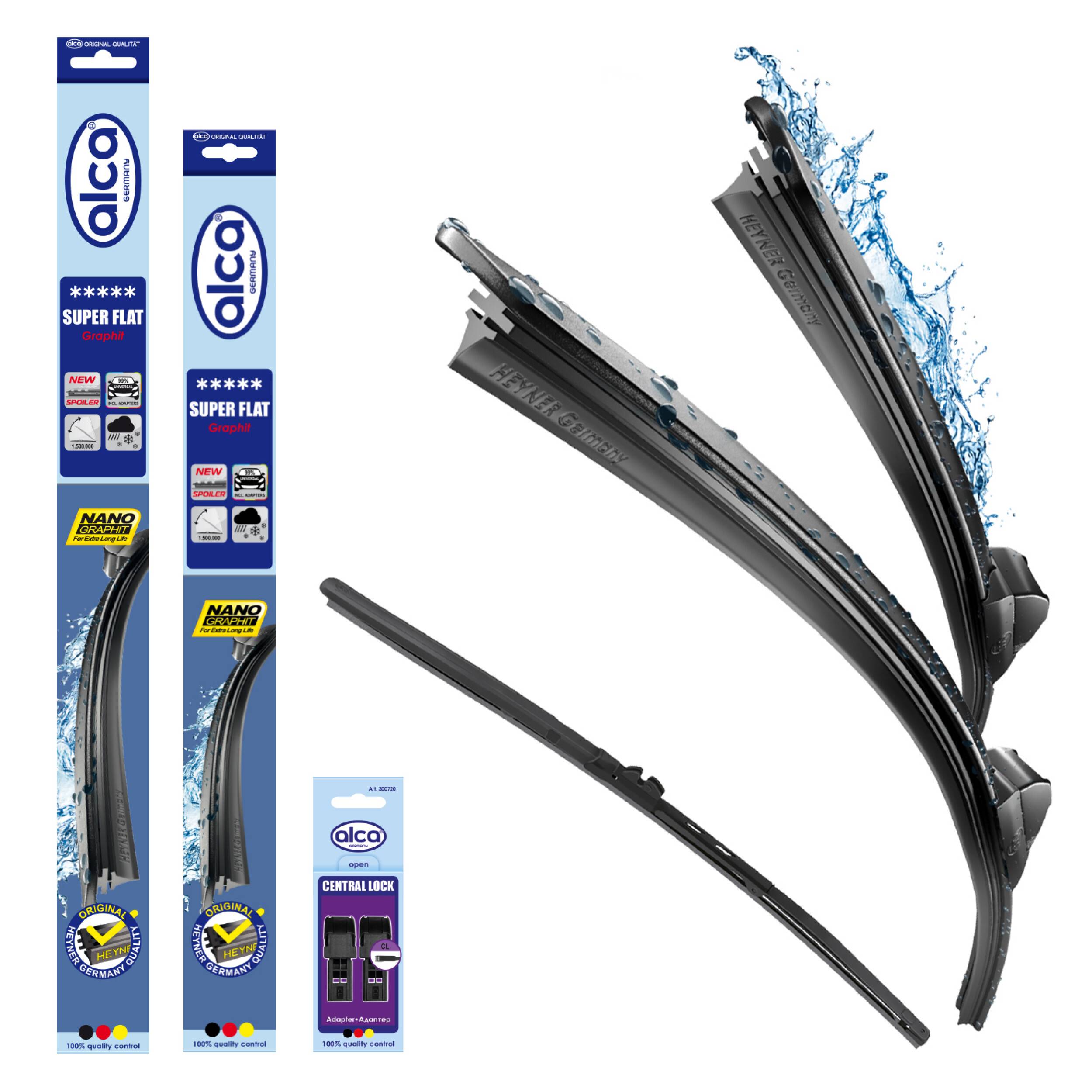 alca® Scheibenwischer Set mit Heckwischer passend für SEAT EXEO ST (06.2009 - 06.2013) SUPER FLAT Flachbalkenwischer