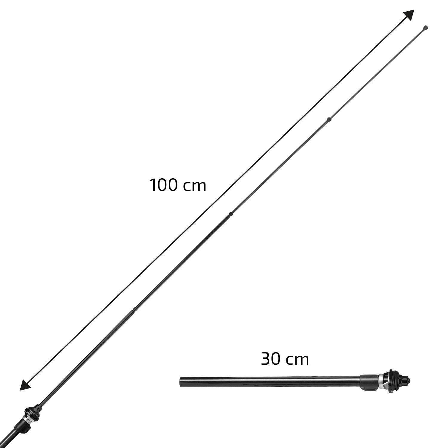 HEYNER® Teleskopantenne schwarz mit DIN-Stecker, UKW/MW, 100 cm Mastlänge Stabantenne ausziehbar bis 100 cm, Geeignet