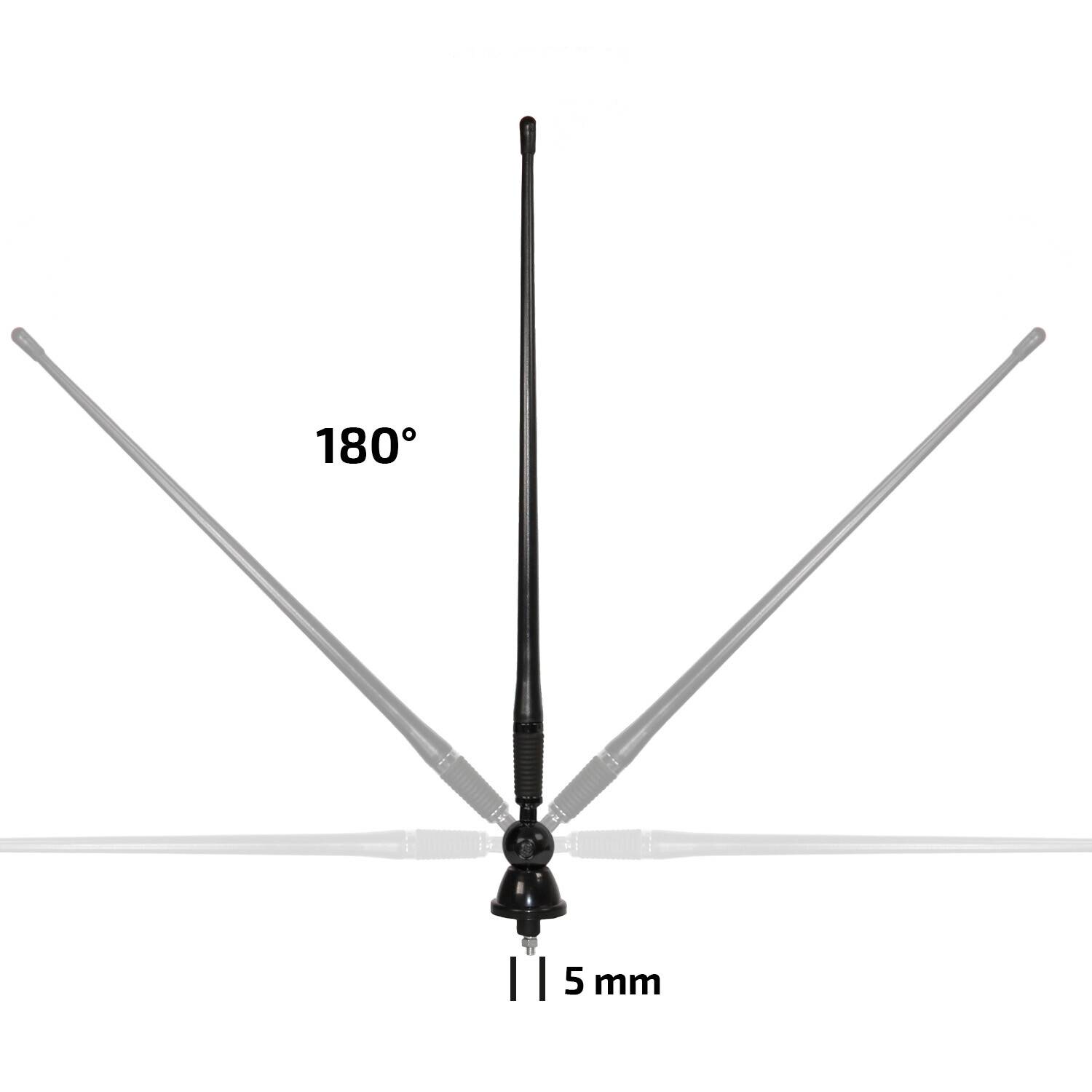 HEYNER® Dachantenne 20 cm kurz für klaren Radioempfang in Ihrem Fahrzeug Bruchsicherer Gummi-Antennenstab mit 40 cm