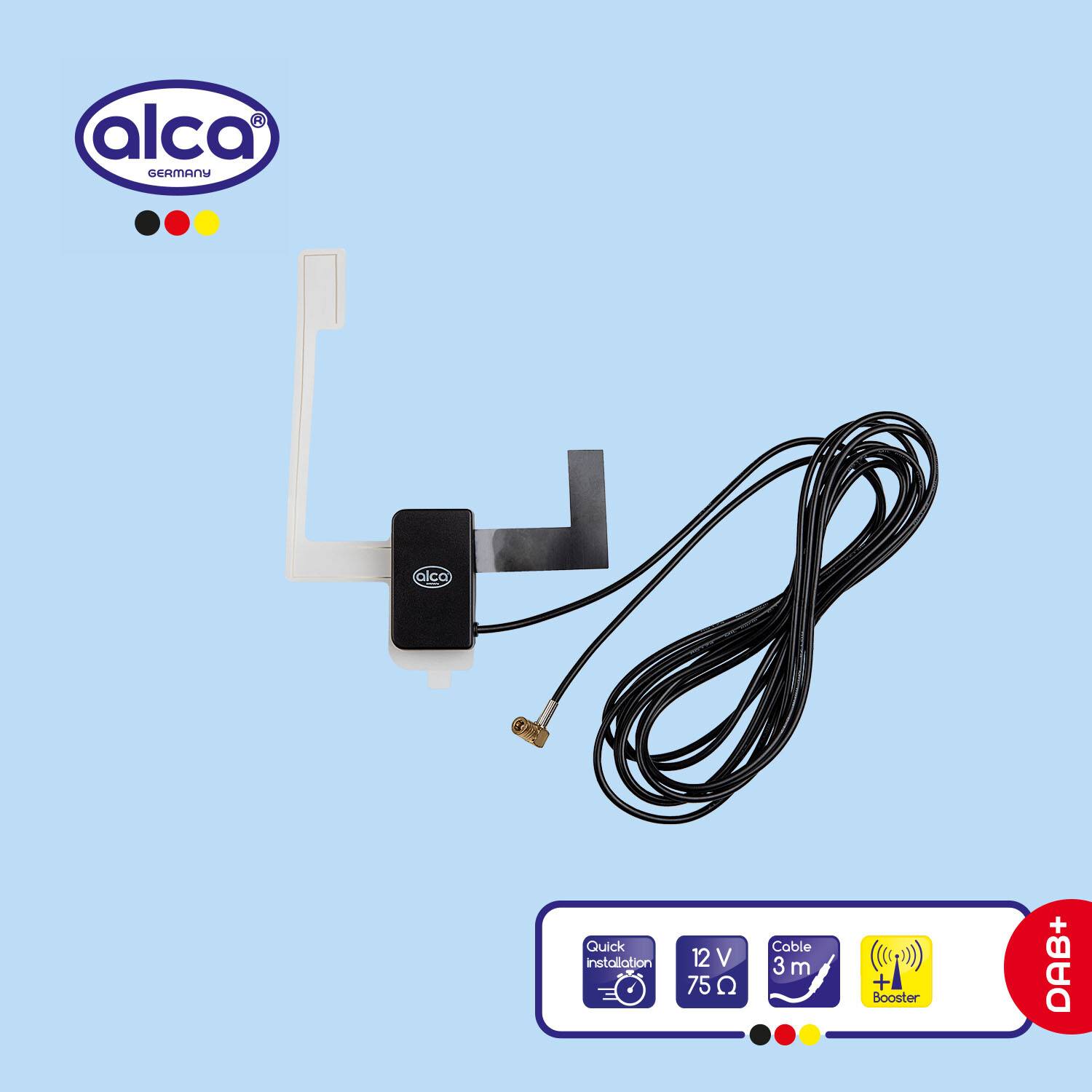 alca® Scheibenantenne DAB+ Aktiv-Verstärker für Digitalradio im Pkw Glasklares Digitalradio ohne Rauschen,