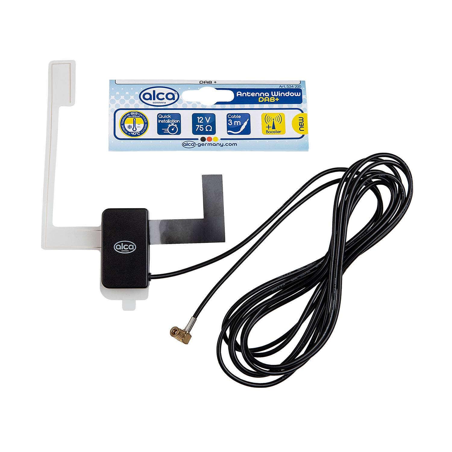 alca® Scheibenantenne DAB+ Aktiv-Verstärker für Digitalradio im Pkw Glasklares Digitalradio ohne Rauschen,
