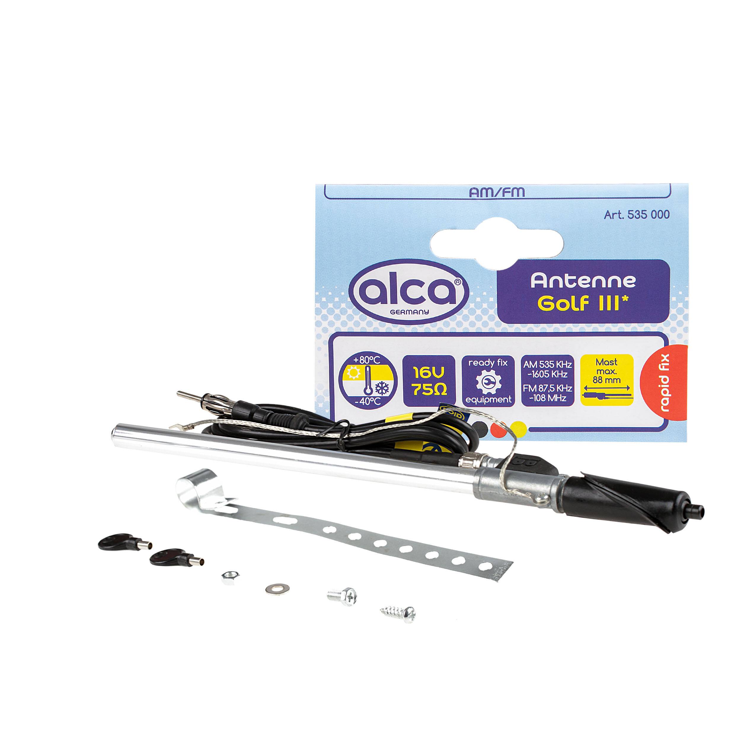 alca® Kotflügelantenne 75 Ohm für klaren Radioempfang in Golf 3 Modellen Teleskopantenne ausziehbar bis 88 cm,