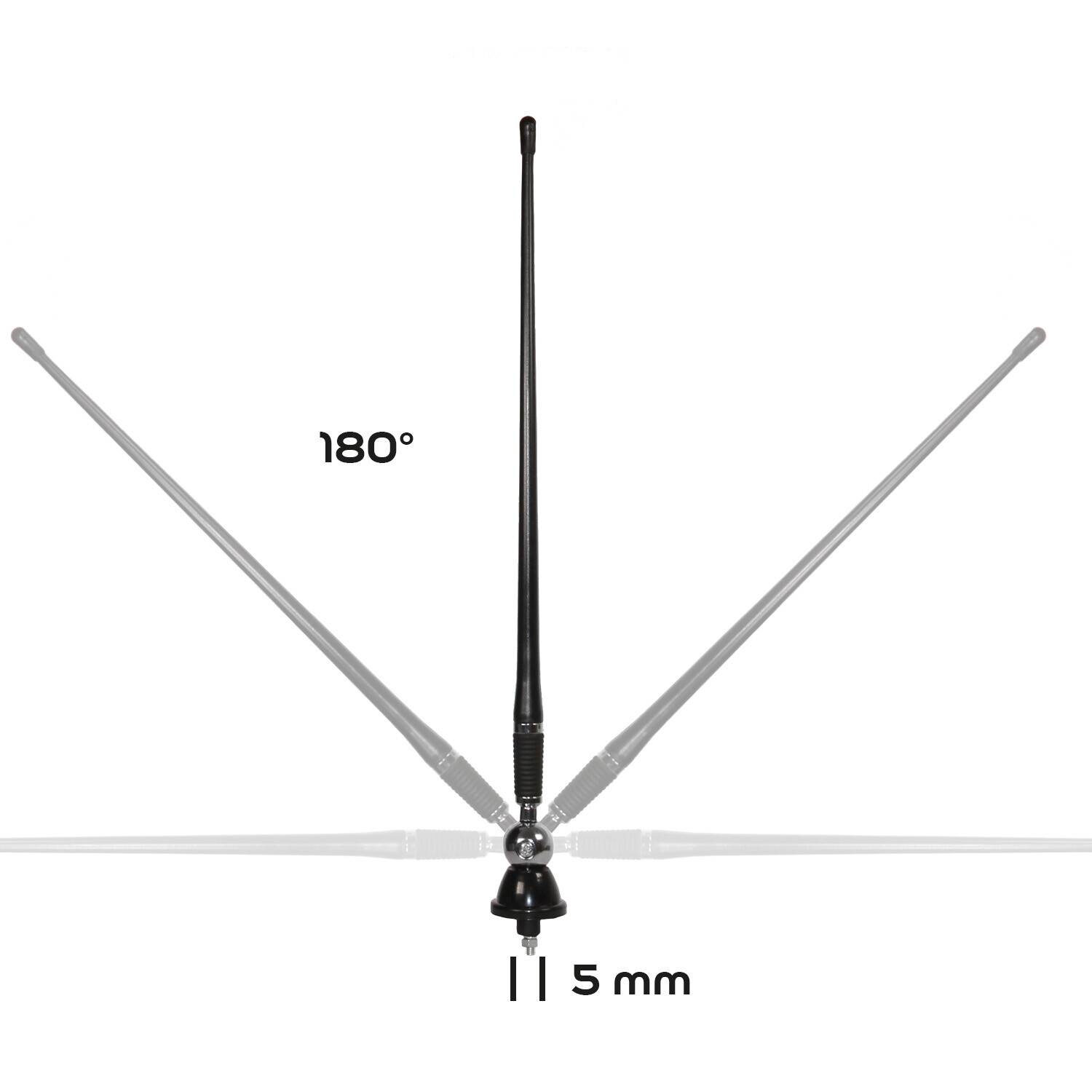 Verstellbare Antenne dreht sich 180° mit 5-mm-Basis.