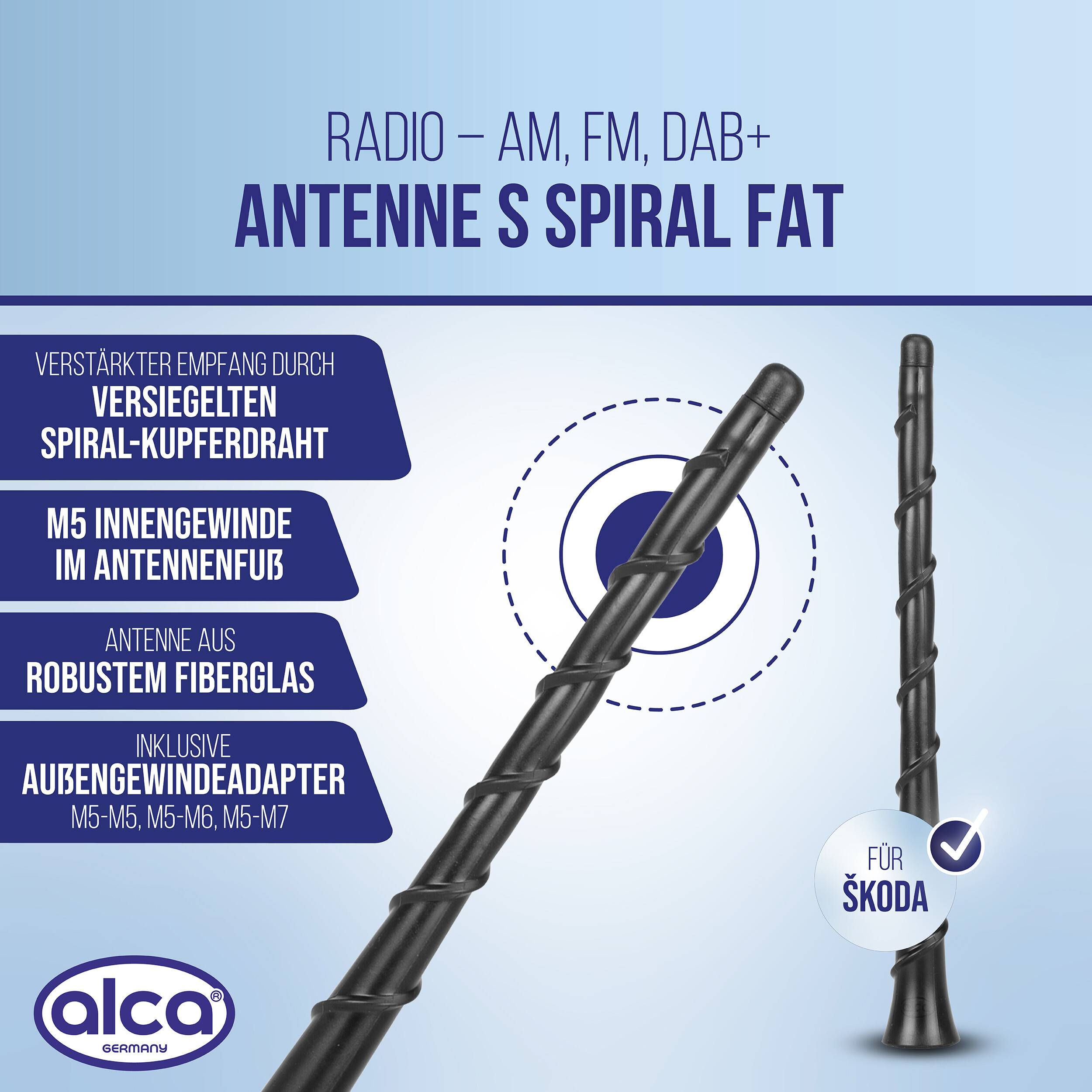 alca® Dachantenne 20 cm kurz für klaren Radioempfang in Ihrem Fahrzeug Kurzstabantenne aus robustem Fiberglas,