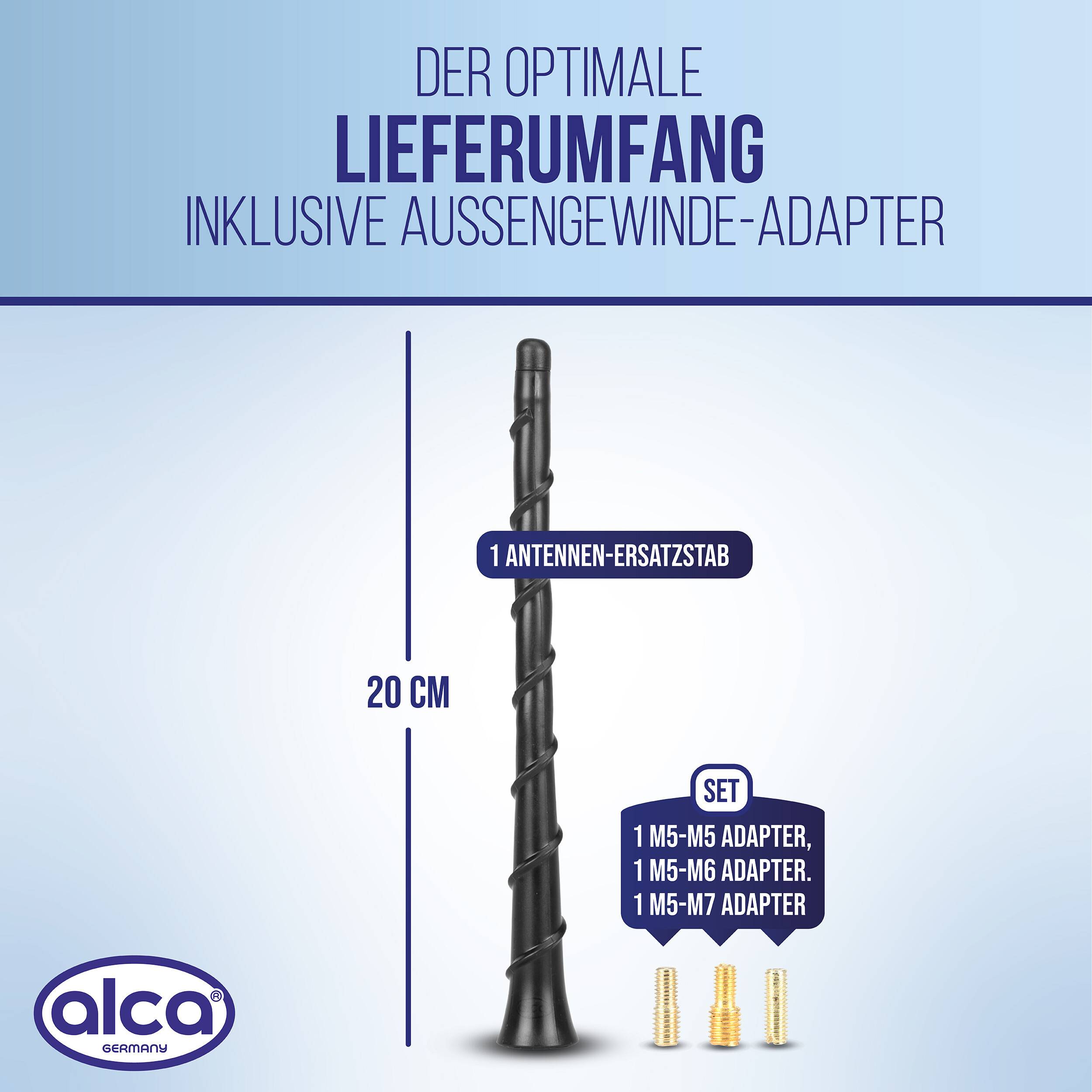 alca® Dachantenne 20 cm kurz für klaren Radioempfang in Ihrem Fahrzeug Kurzstabantenne aus robustem Fiberglas,