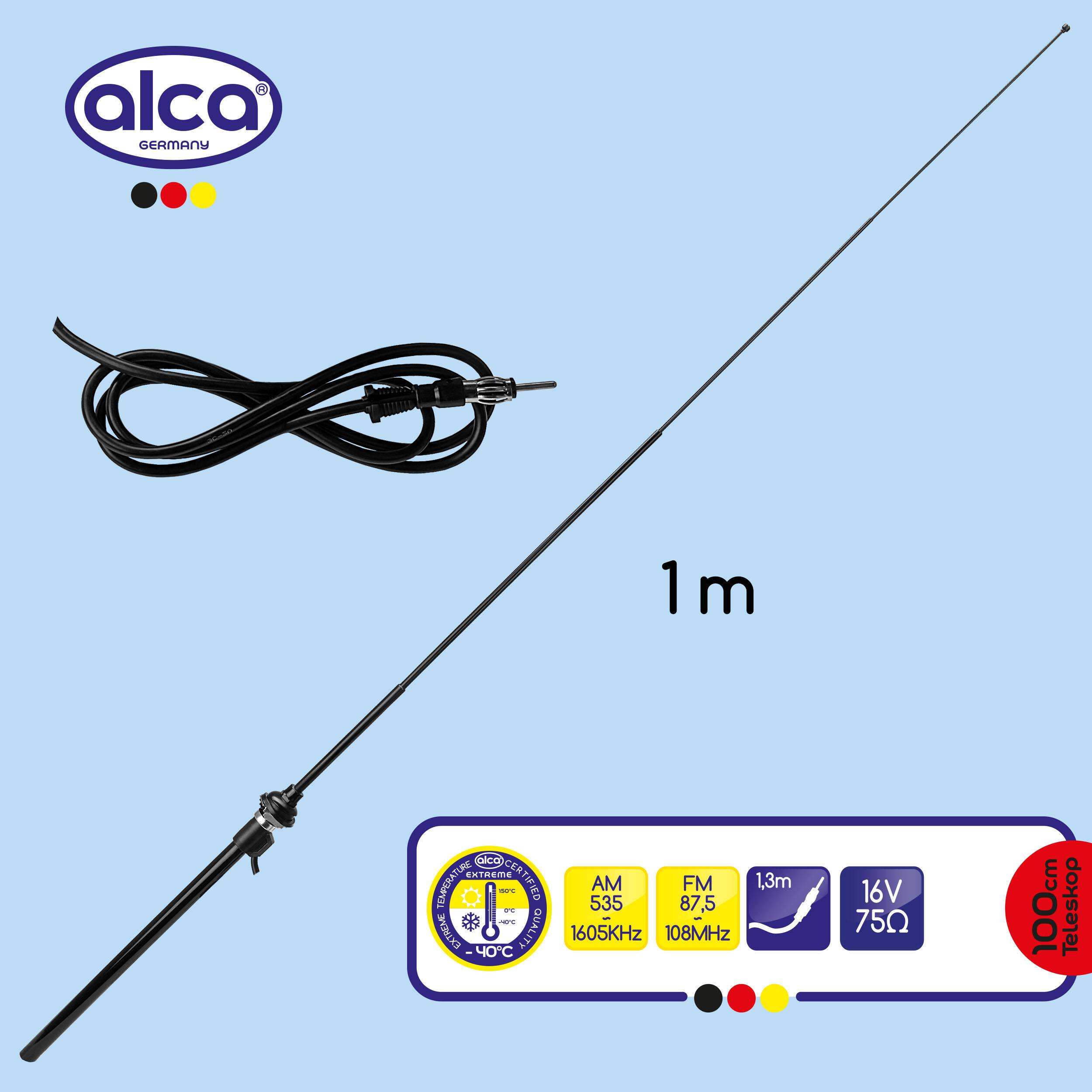 alca® Antenne teleskopierbar, 12 V, schwarz