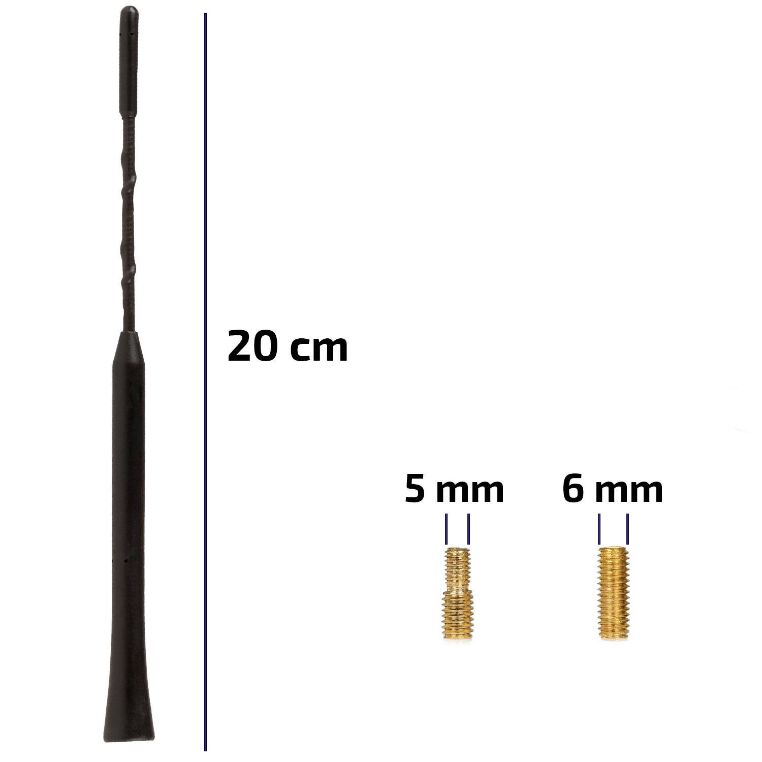 HEYNER® Antenne AM/FM mit M5 & M6-Gewinde, Ersatzstab 20cm kurzer Antennenersatzstab, Auto-Dachantenne