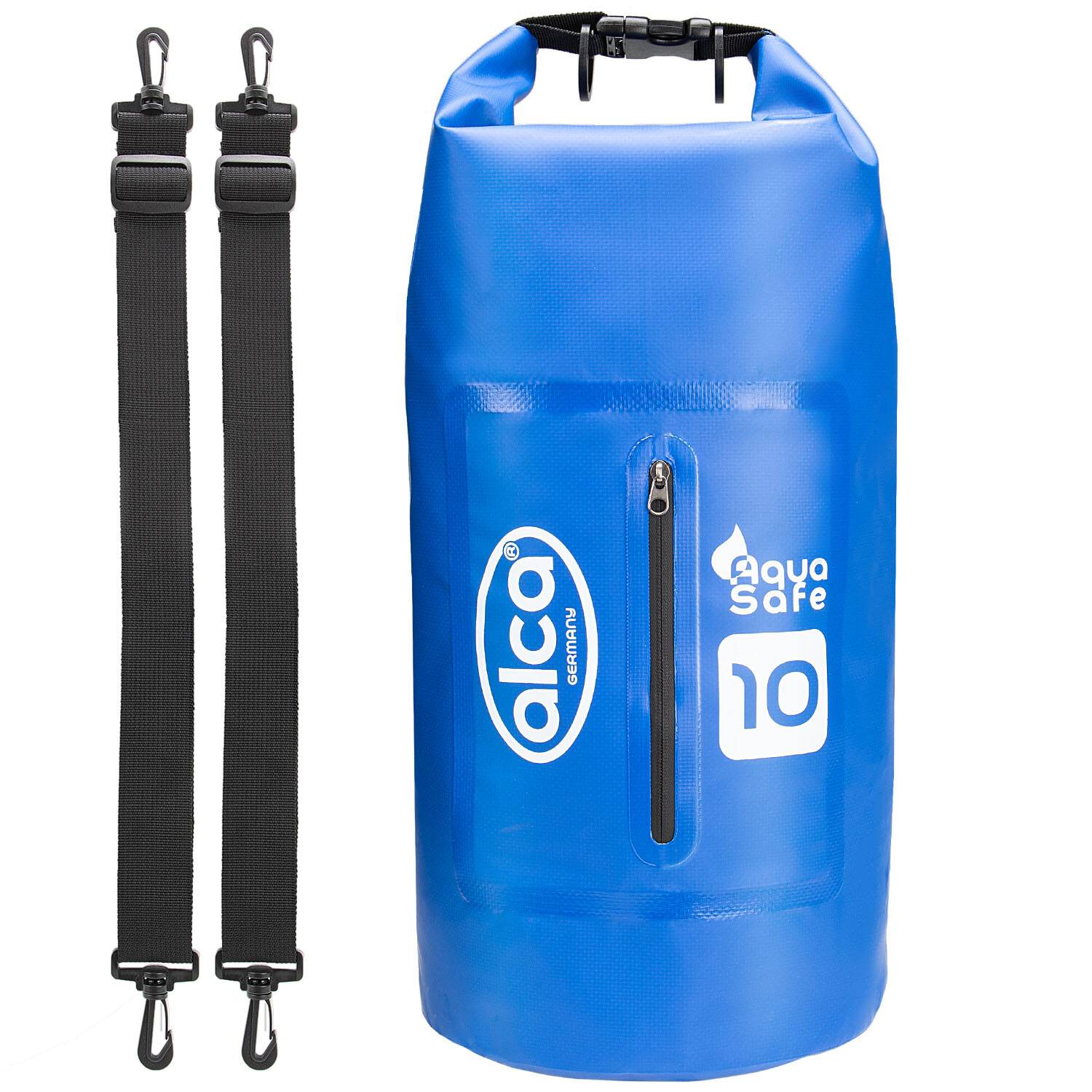 alca® Dry Bag wasserdichte Tasche 10L Trockentasche, Roll-Top Verschluss, Tragegurt, extra Tasche, Strand, Outdoor,