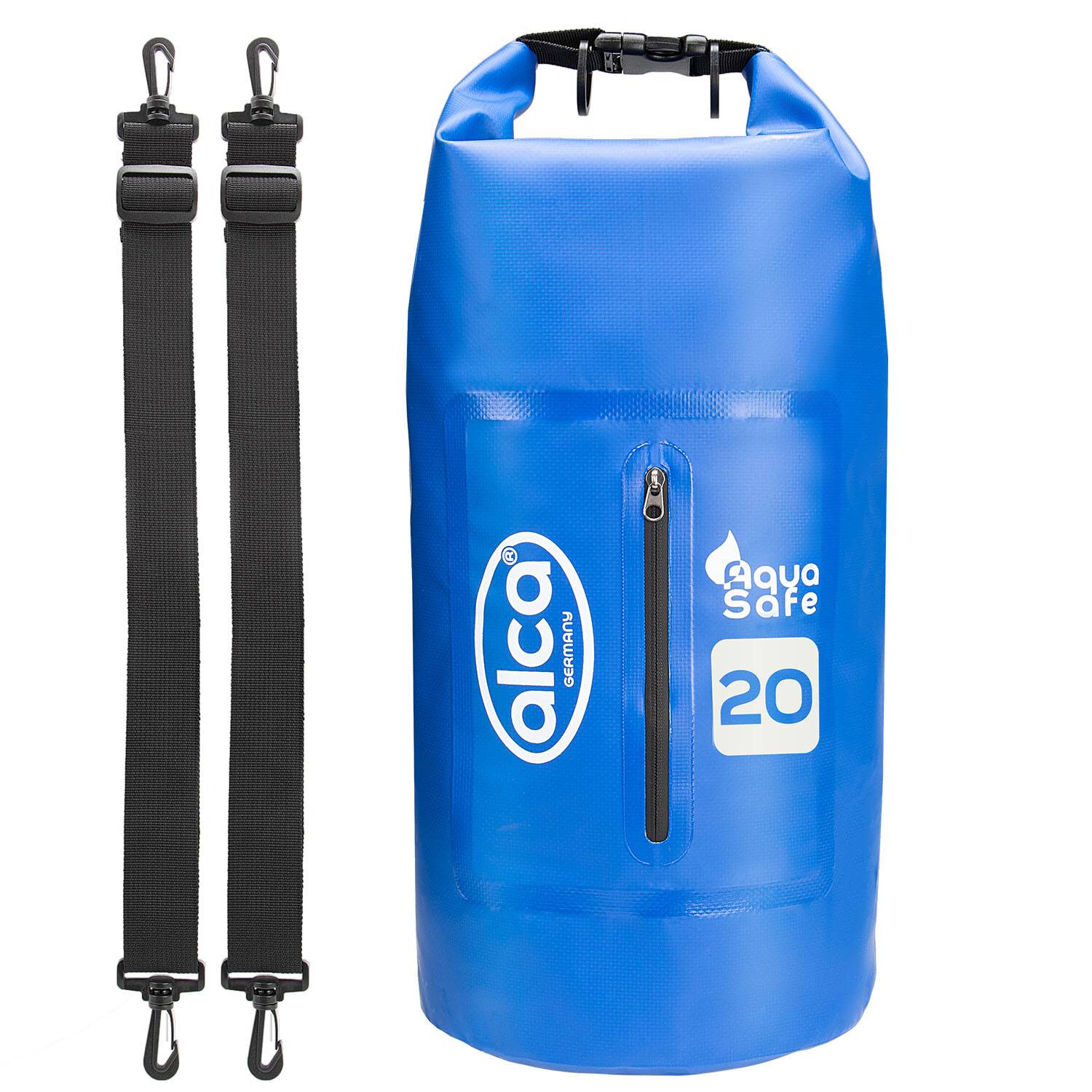 alca® Dry Bag wasserdichter Packsack 20L Trockentasche, Roll-Top Verschluss, Tragegurt, extra Tasche