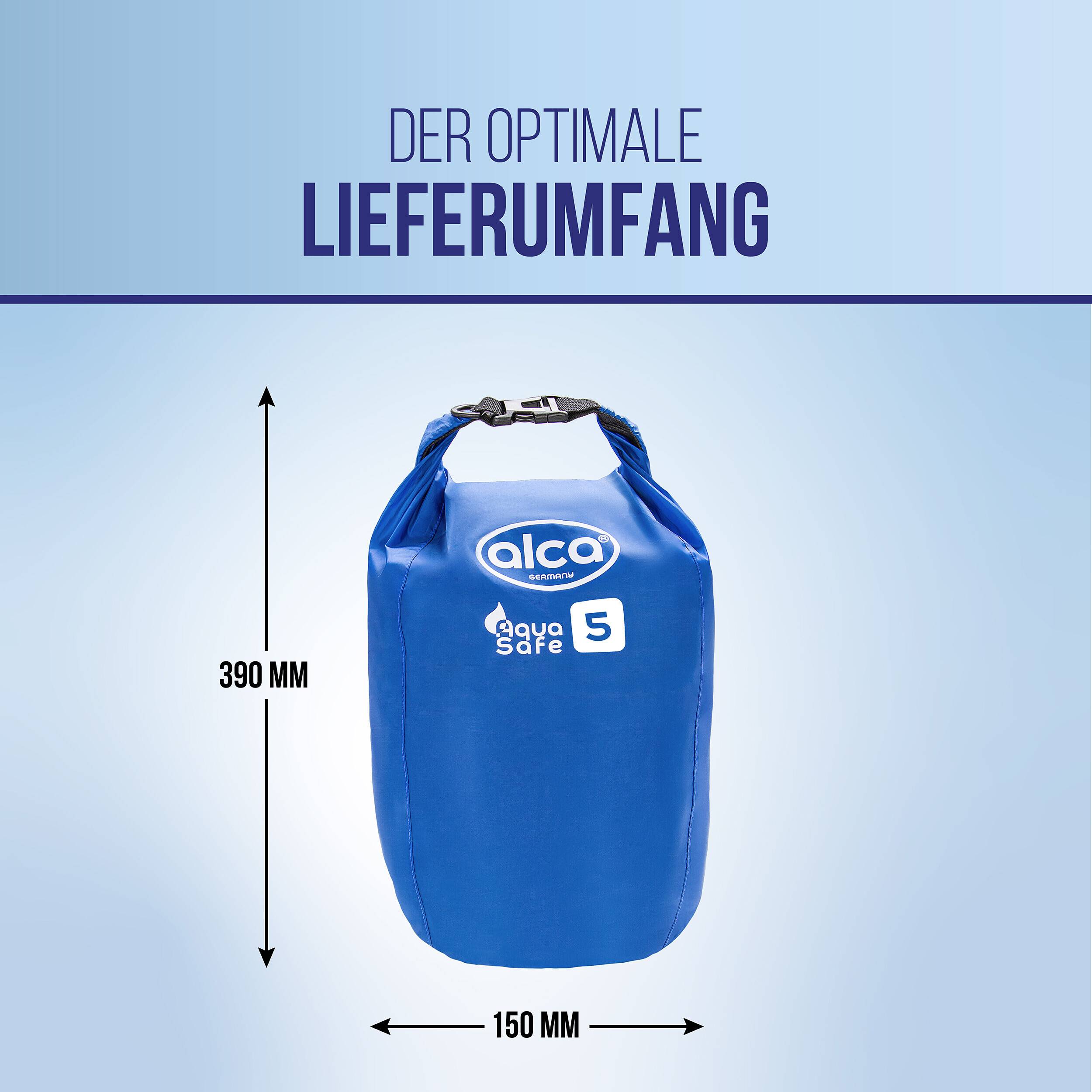 alca® Packsack wassergeschützt 5 l Volumen für Trekking beim Outdoor